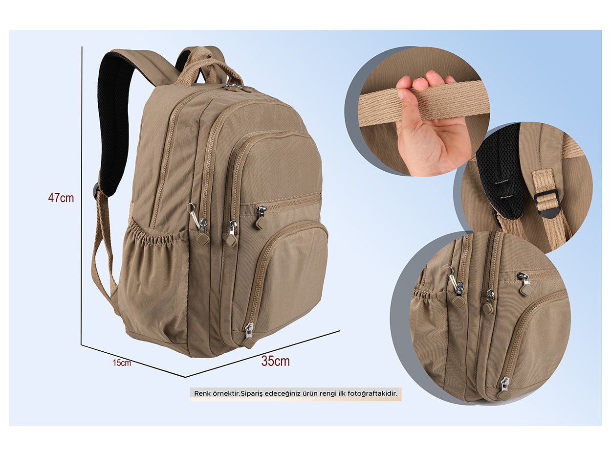 Bagacar 1087 Su Geçirmez İthal Krinkıl Kumaş Laptop Bölmeli Okul ve Günlük Sırt Çantası