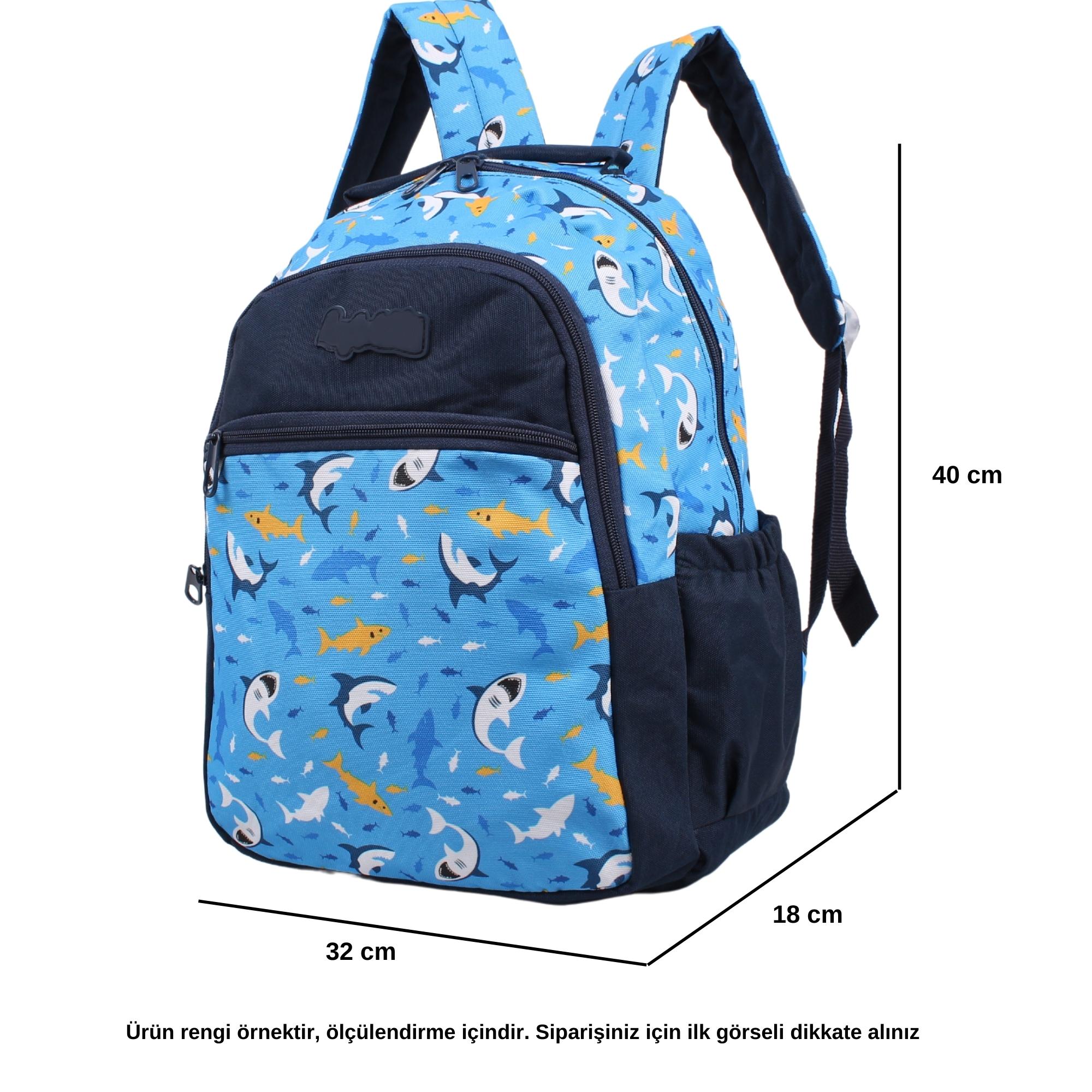 Bagacar Kids Erkek Mavi Dinazor Model Kalemlikli Sırt Çantası