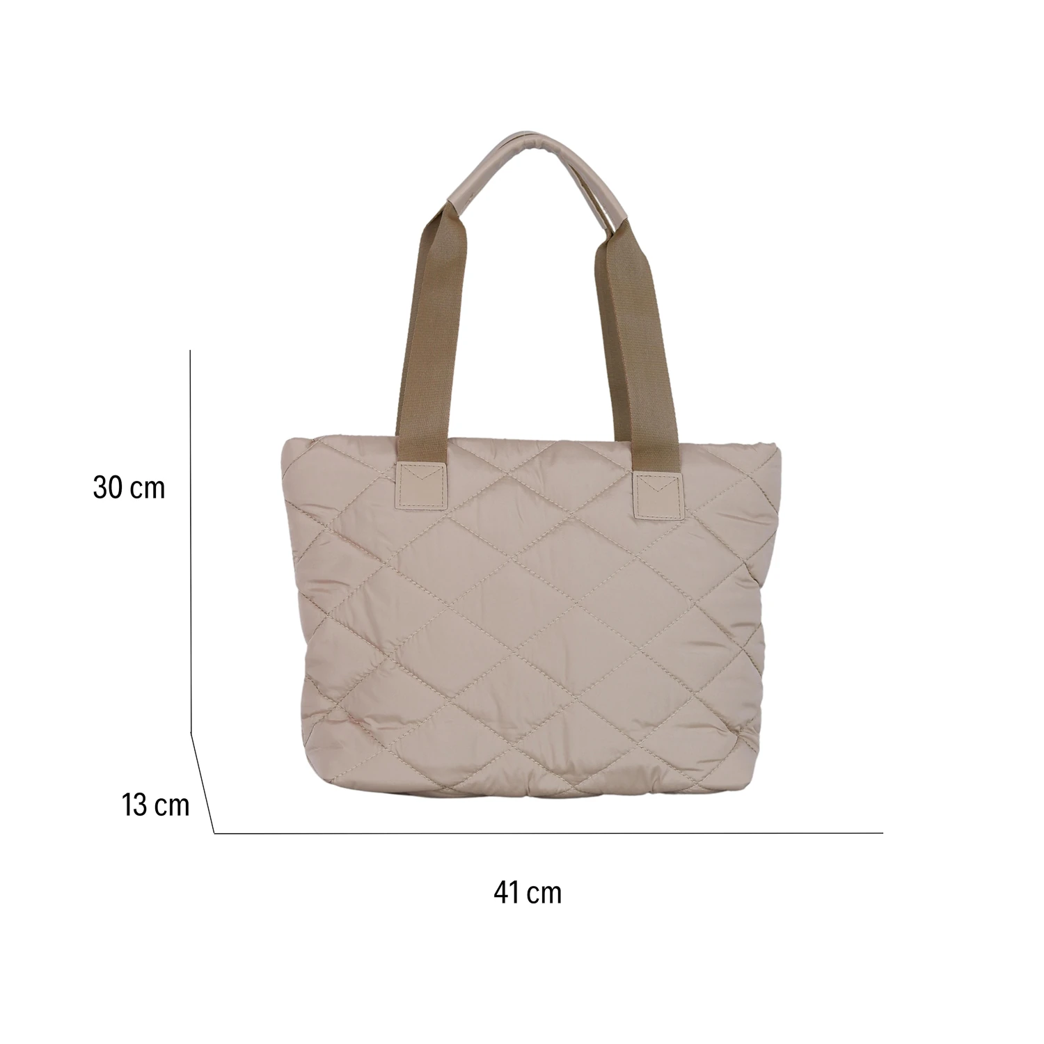 Bagacar Şişme Puf Yumuşak Hafif Kumaş Kapitone Geniş Kol ve Omuz Çantası Bej