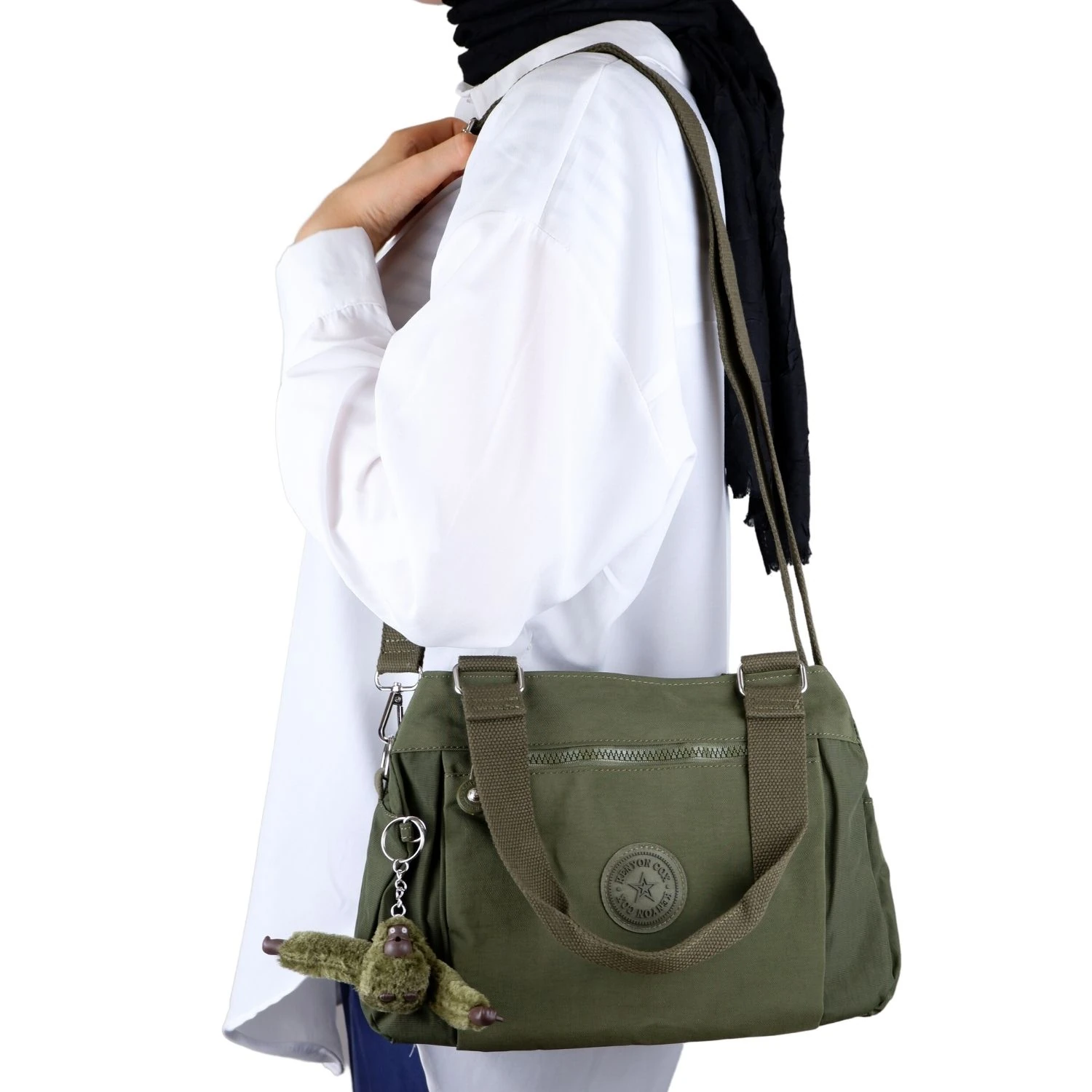 Kenyon C1112  Klinkır Kumaş Bayan Çapraz El Omuz Çantası Haki