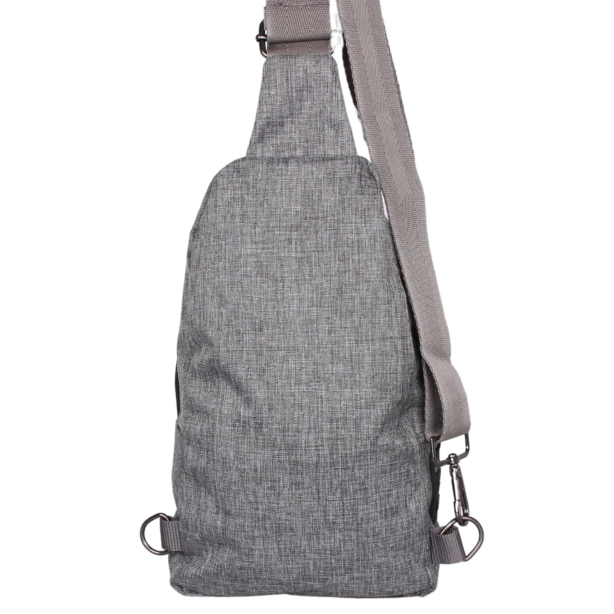 Bagacar NP Çok Gözlü Kulaklıklı Unisex Body Bag Çapraz Gri Çanta
