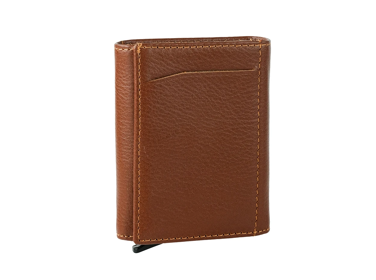 Bagacar Camel Bozuk Para Bölmeli Çıtçıtlı Hakiki Deri Mekanizmalı Kartlık Cüzdan