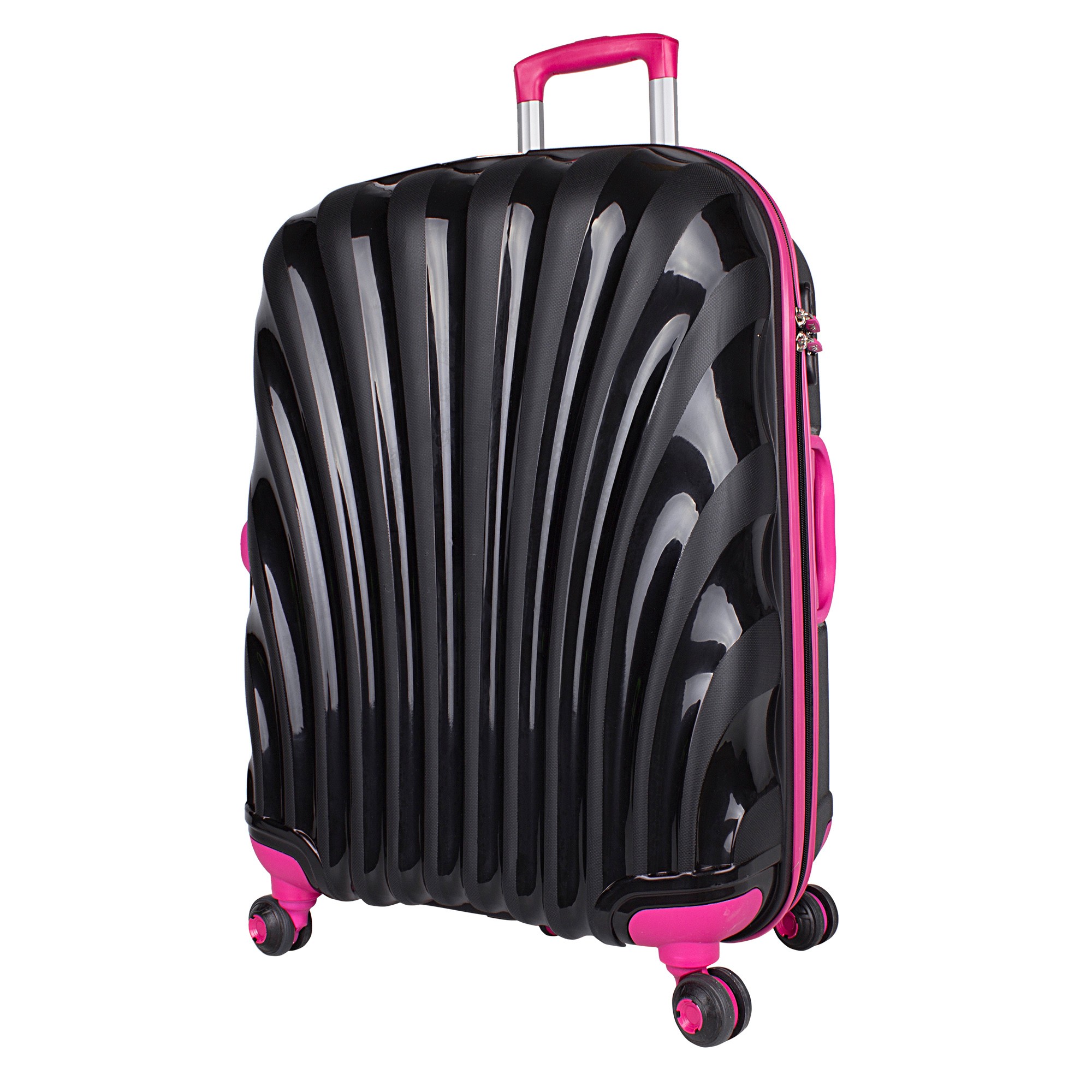 Bagacar Shell Silikon Kırılmaz Orta Boy Valiz Siyah Pembe