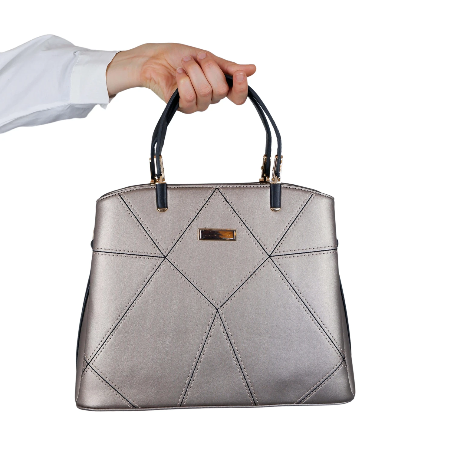 Bagacar M815 Gri Suni Deri Bayan Çapraz El ve Omuz Çantası