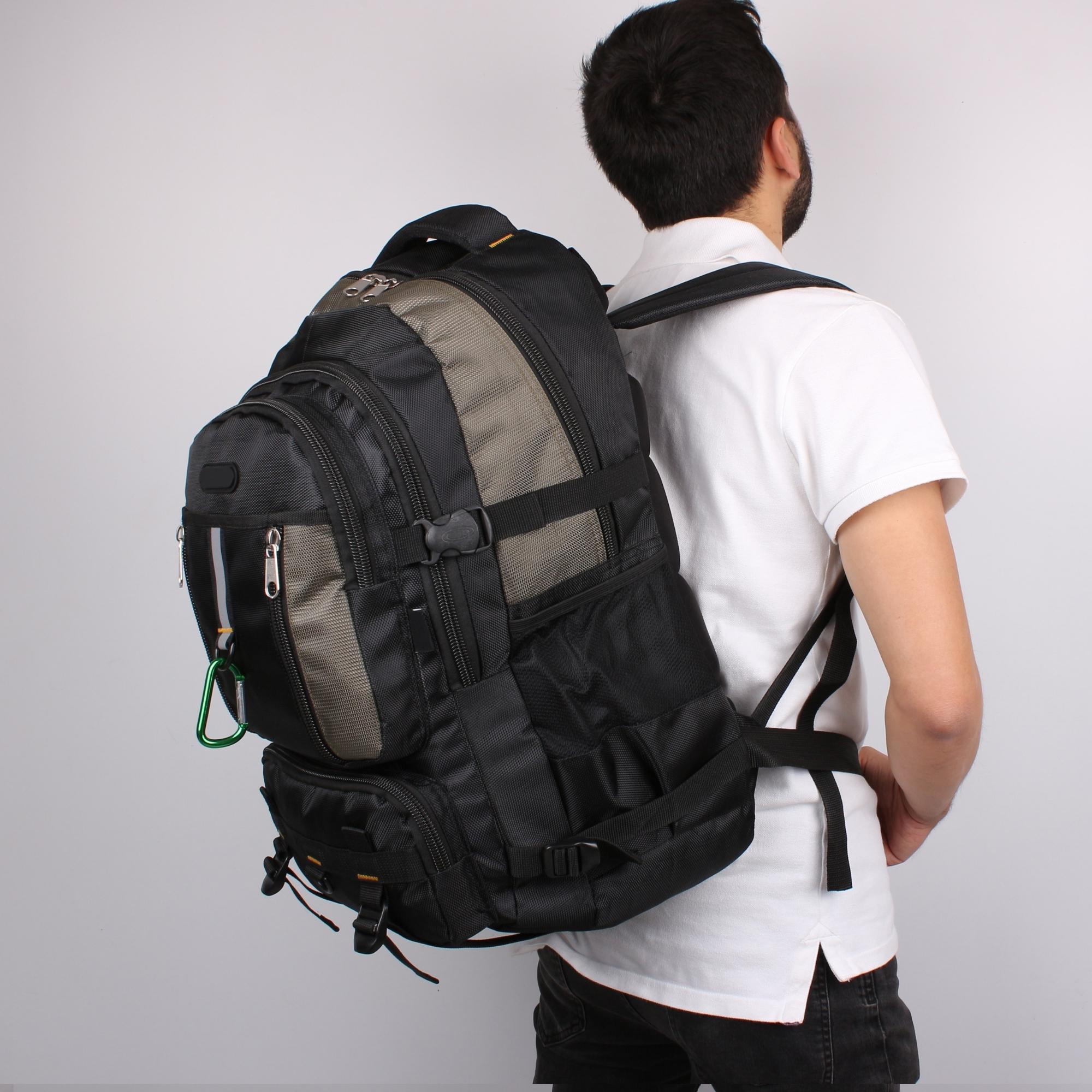 Bagacar IZDAG Kahve Siyah Seyahat Sırt Çantası 60 LT 17" Laptop Bölmeli