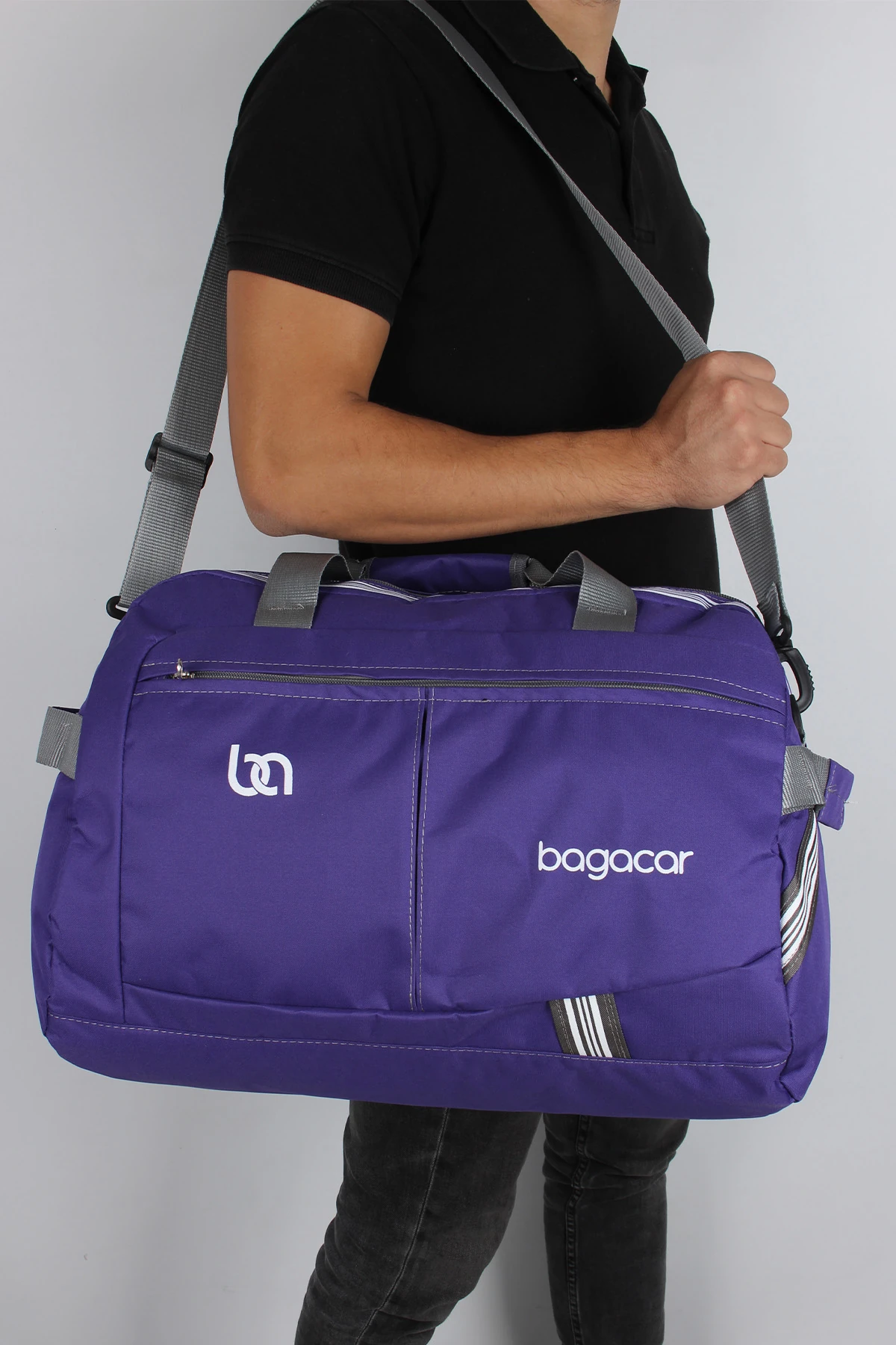 Bagacar Düz Mor Büyük Boy Spor ve Seyahat Çantası