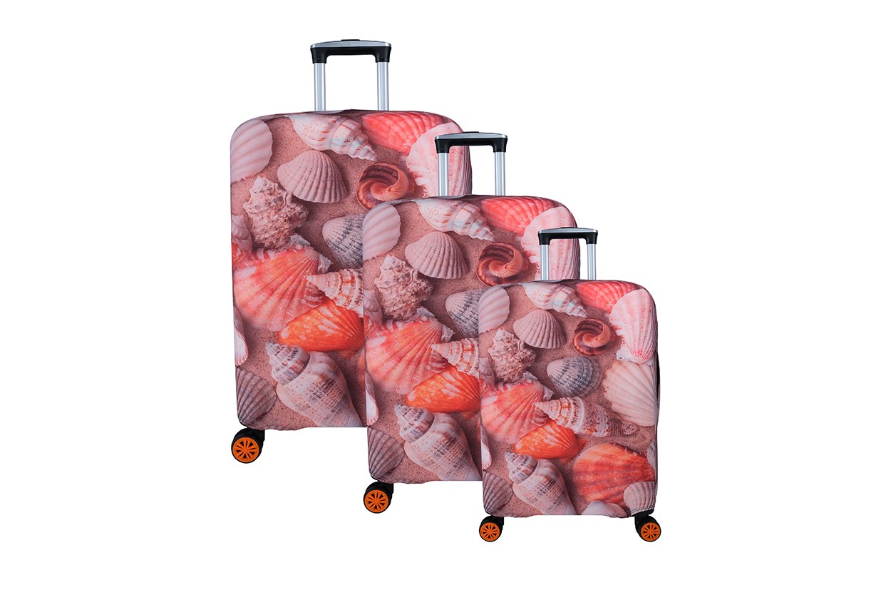 Bagacar Deniz Kabuğu 3lü Set Valiz Kılıfı, 3 lü Valiz Kemeri, 3lü Valiz Etiketi