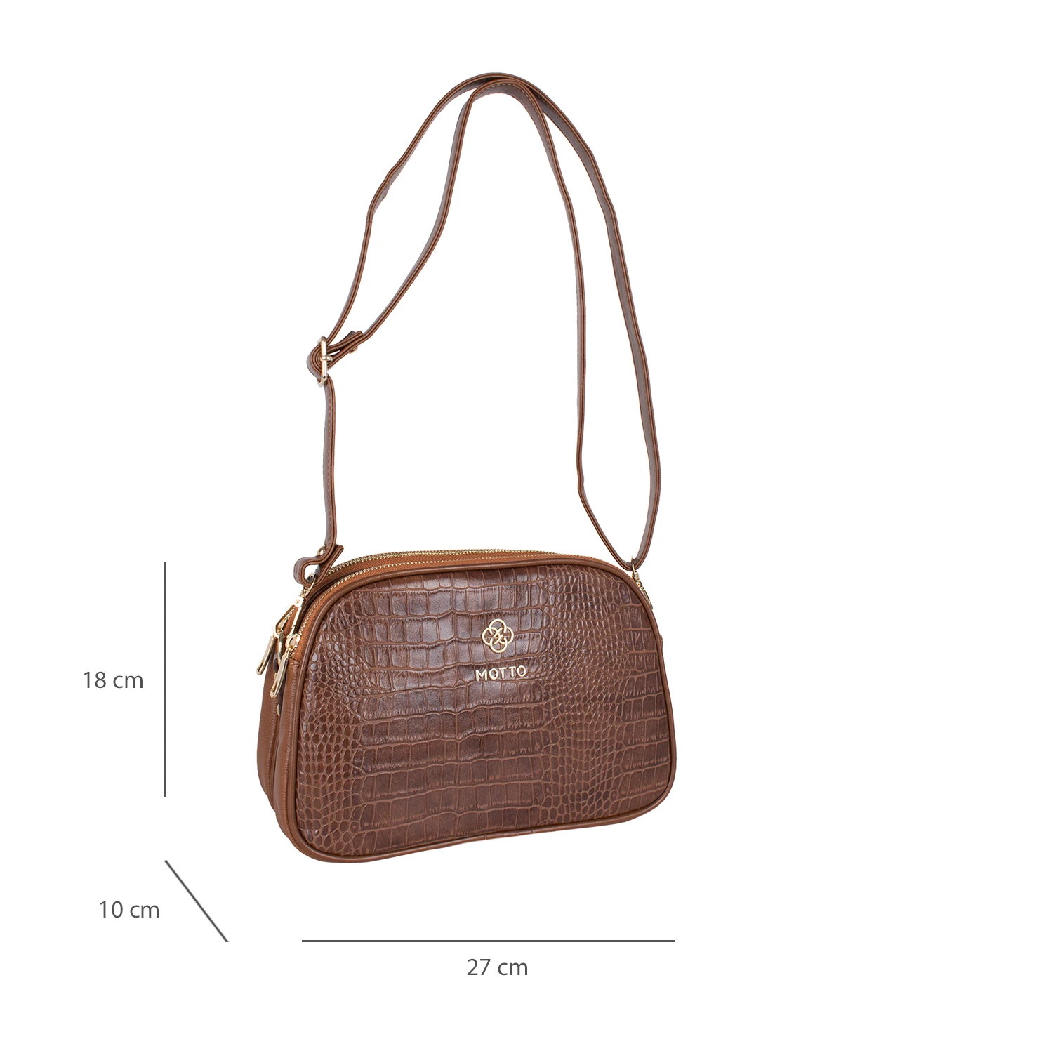 Bagacar Motto 1228 Bayan Çapraz Omuz Çantası Kroko Taba