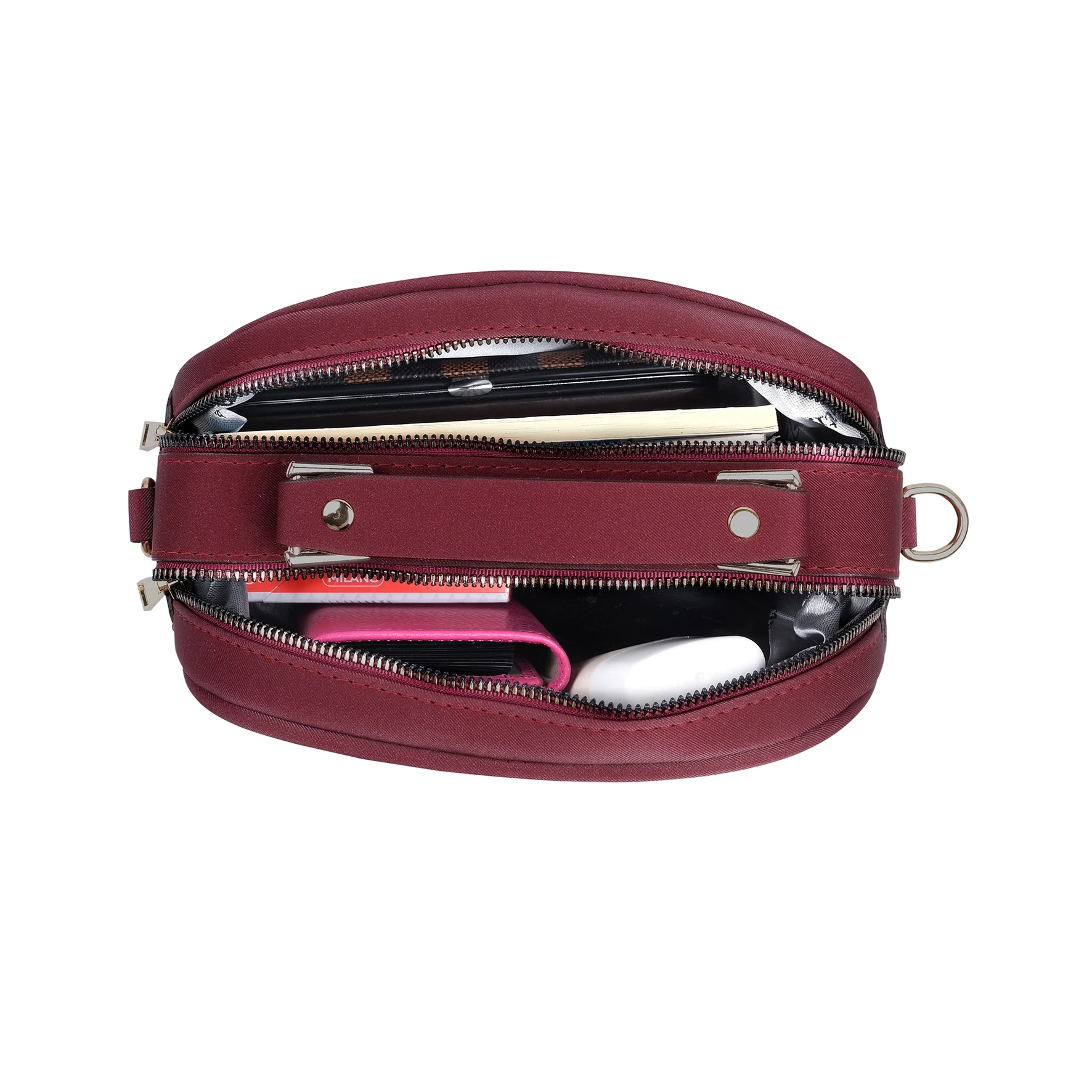 Bagacar Kapitone Şık Bayan Çapraz El ve Omuz Çantası Bordo