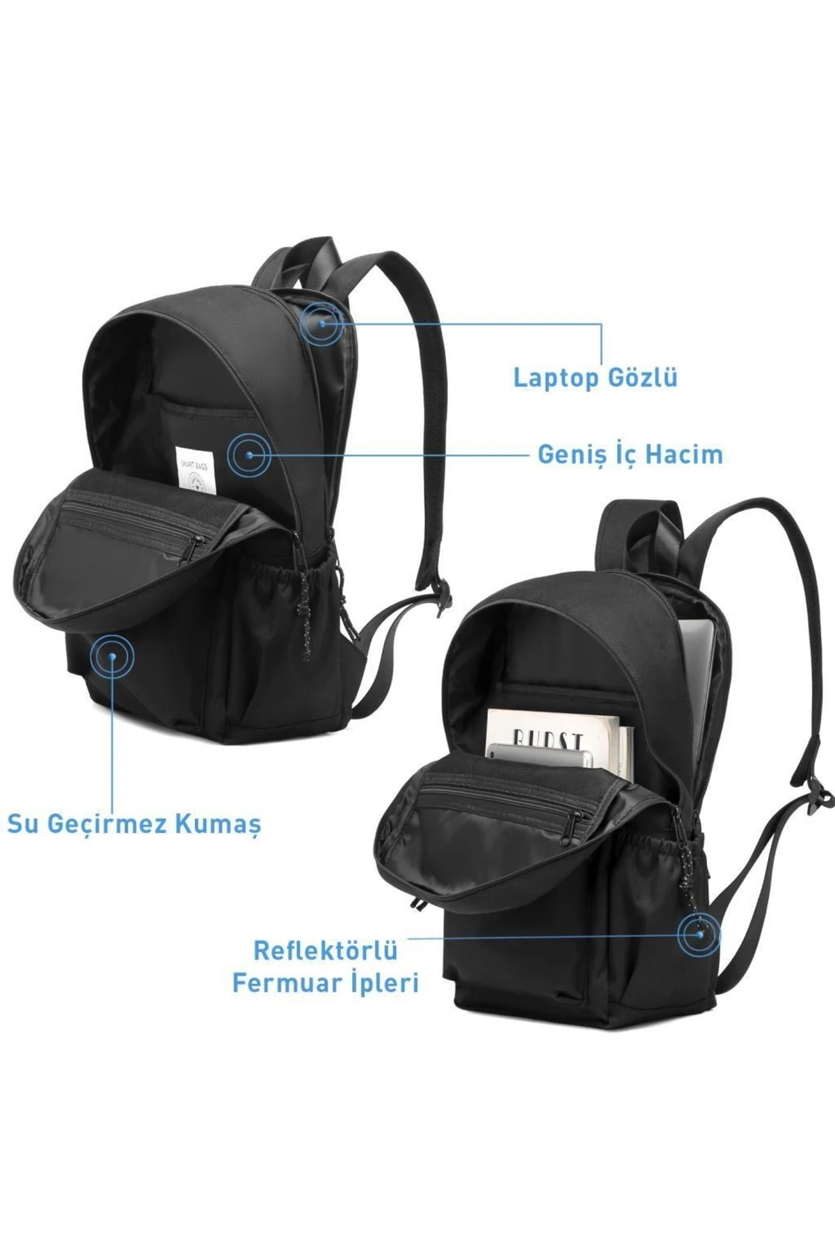 Bagacar Smart Bag 3157 Okul ve Günlük Laptop Bölmeli Sırt Çantası Jean Mavi