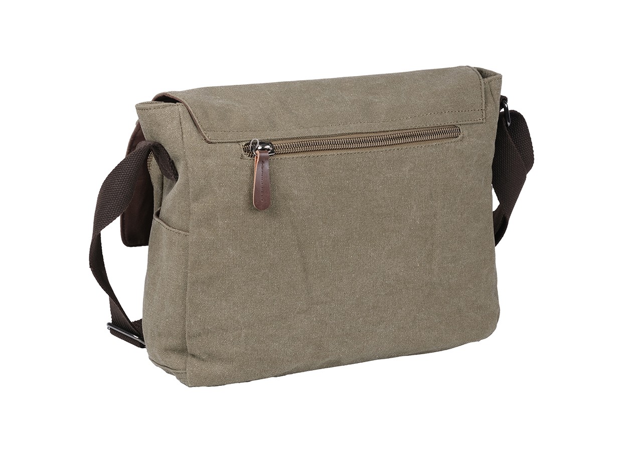 Bagacar Orjinal Kanvas Kumaş Laptop Bölmeli Unisex Çapraz Çanta Yeşil