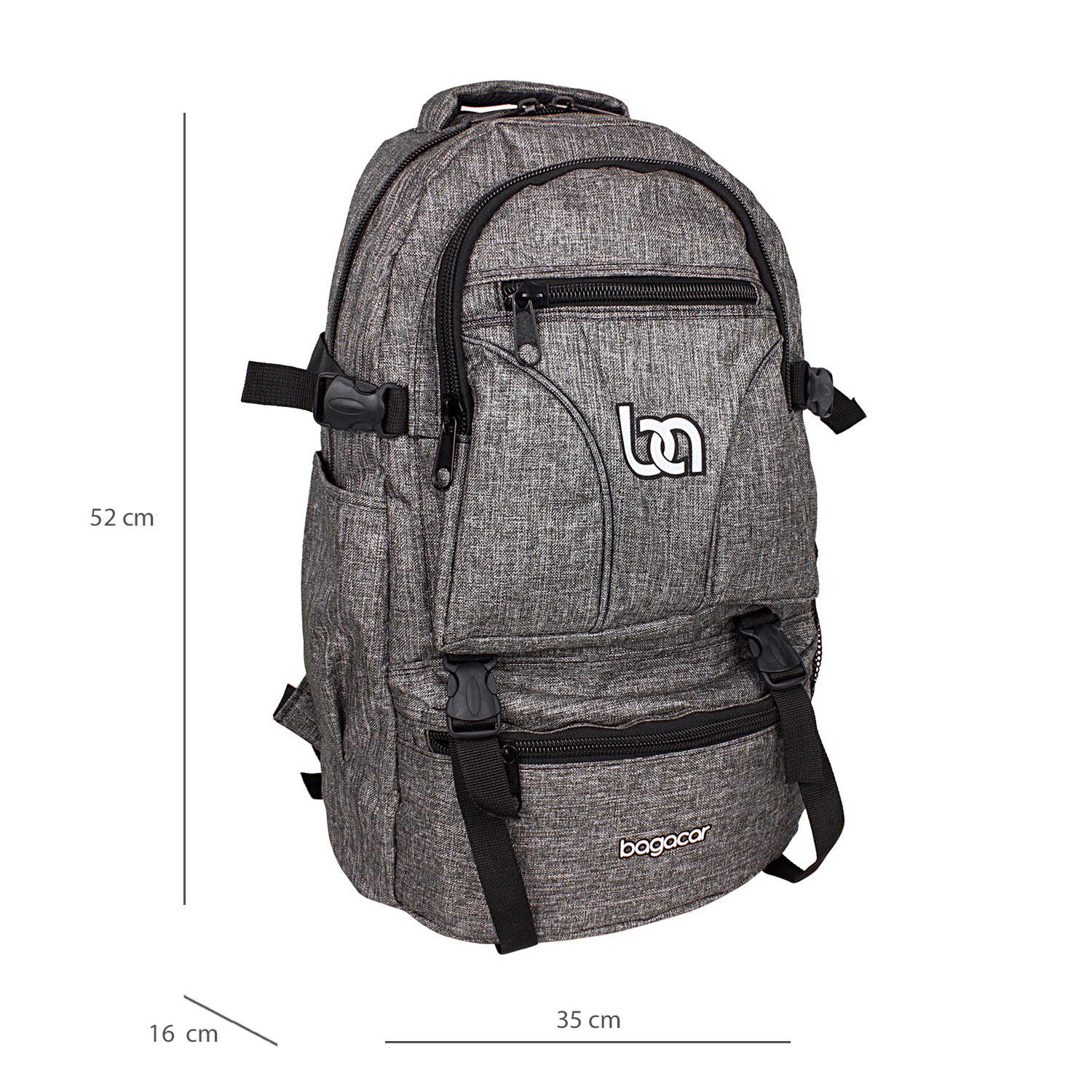 Bagacar Dağcı ve Trekking Kumaş Sırt Çantası Gri