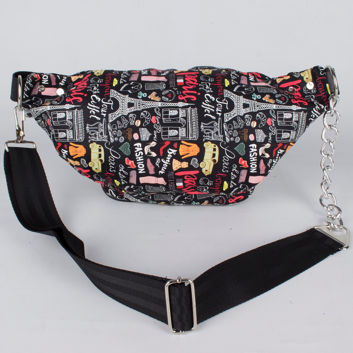 Bagacar Fashion Göğüs Bel Çantası Paris Siyah