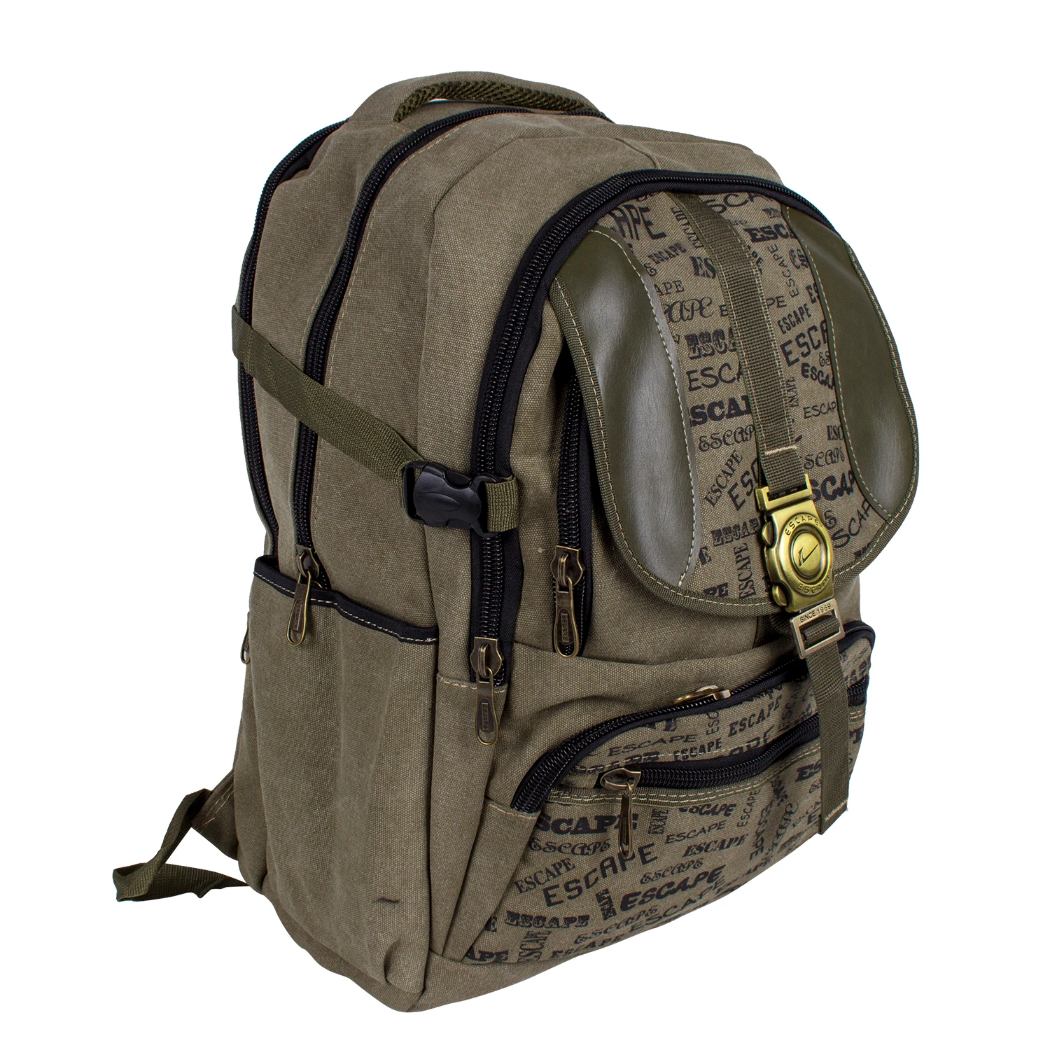 Escape 403 Deri Kanvas Büyük Sırt Çantası Haki