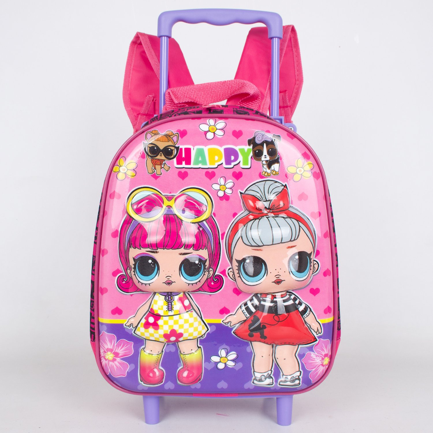 Bagacar MN Happy Pembe Tekerlekli Kız Çocuk Sırt Çantası