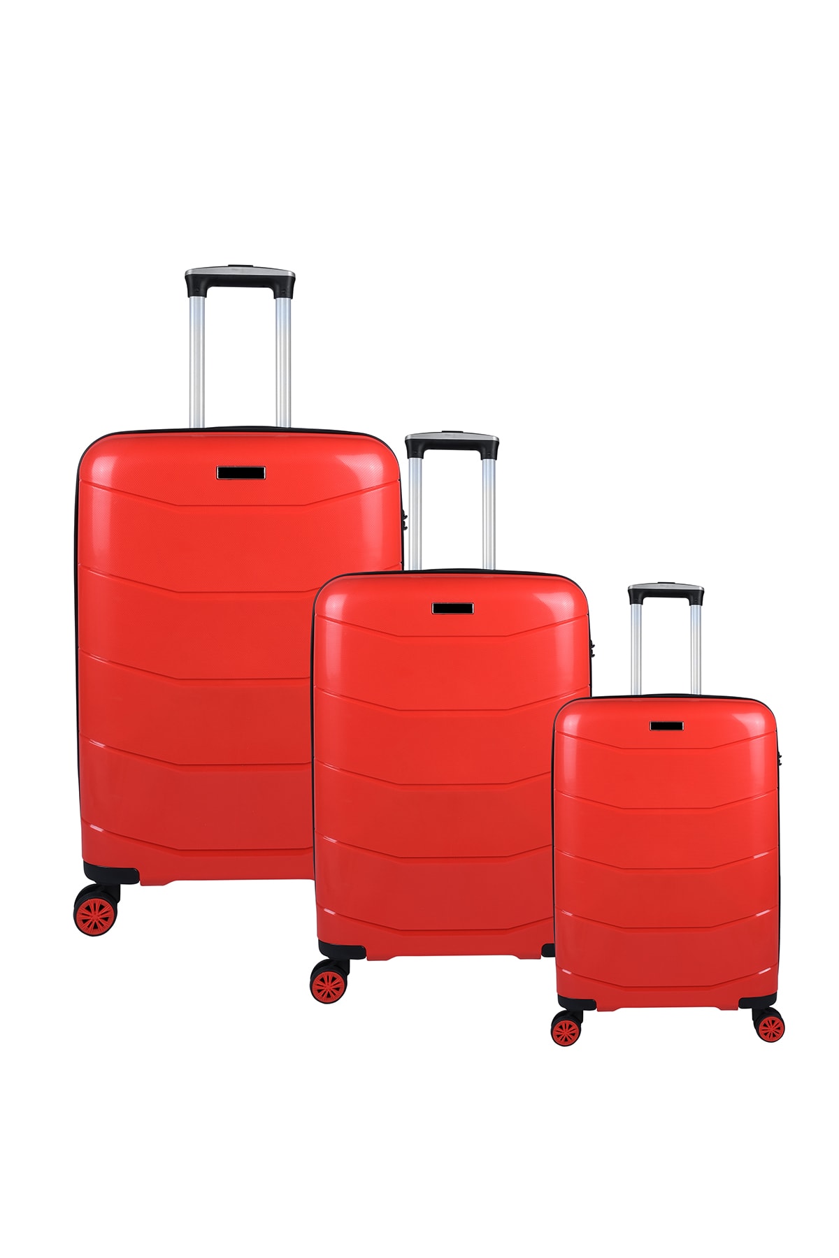 Bagacar Ultra Hafif Kırılmaz Silikon 3lü Set Valiz Kırmızı+ETİKET HEDİYELİ!