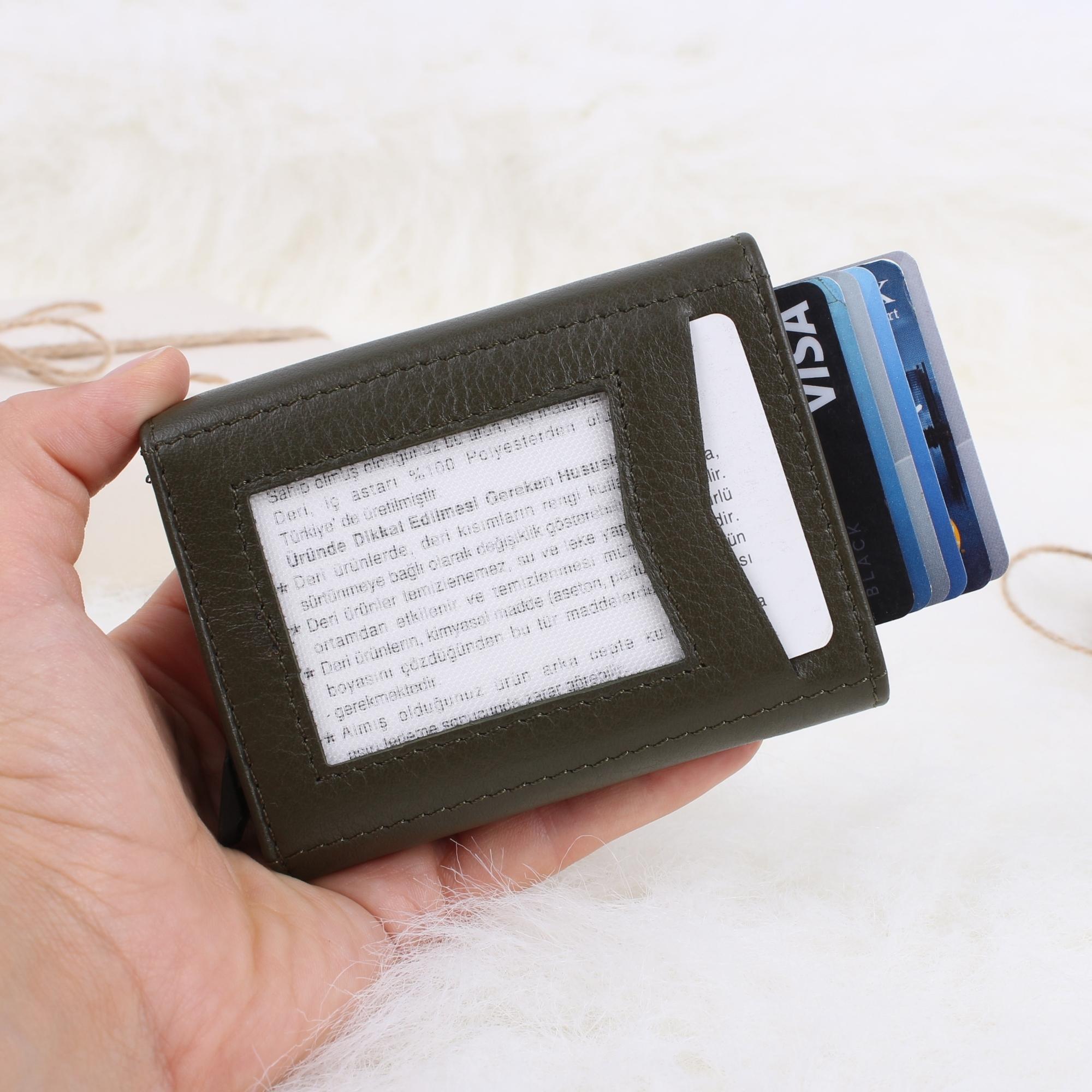 Legend Leather Erkek Yeşil Hakiki Deri Mekanizmalı Cüzdan/Kartlık