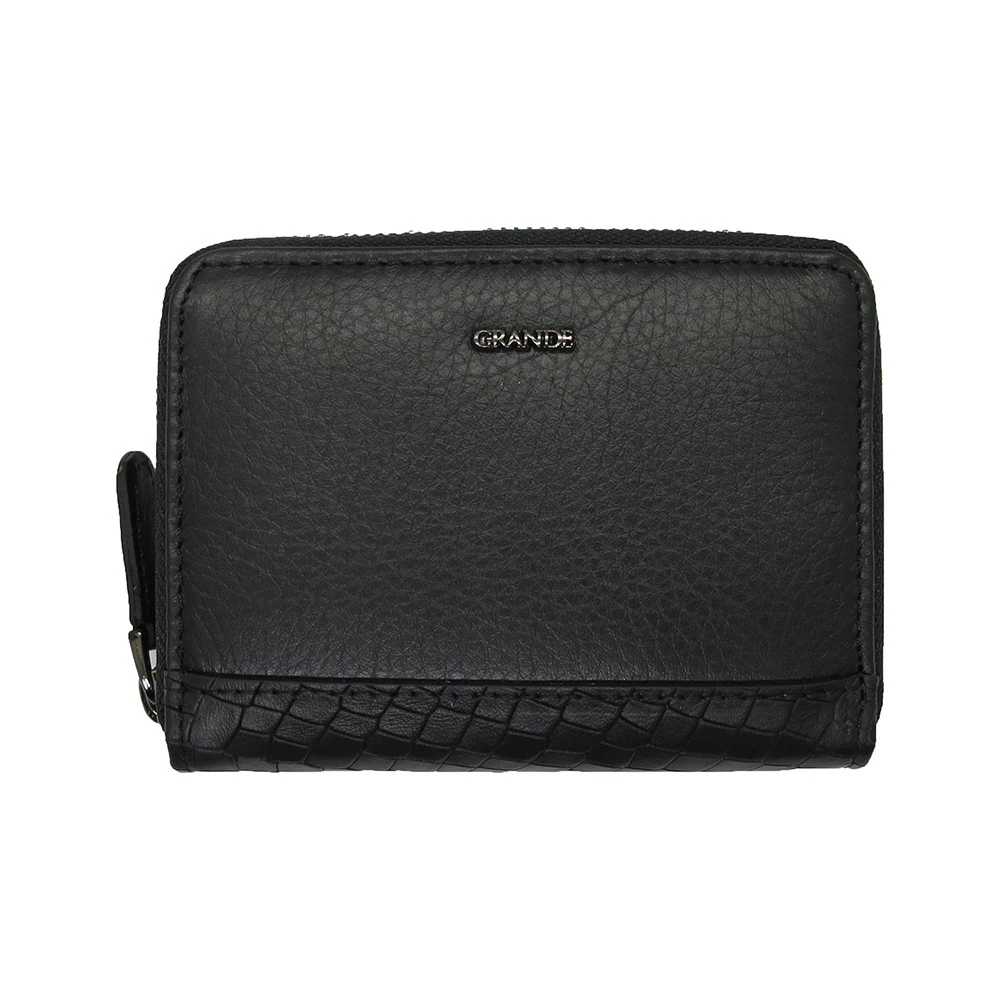 Grande Hakiki Deri Siyah Fermuarlı Kişiye Özel Cüzdan - 740