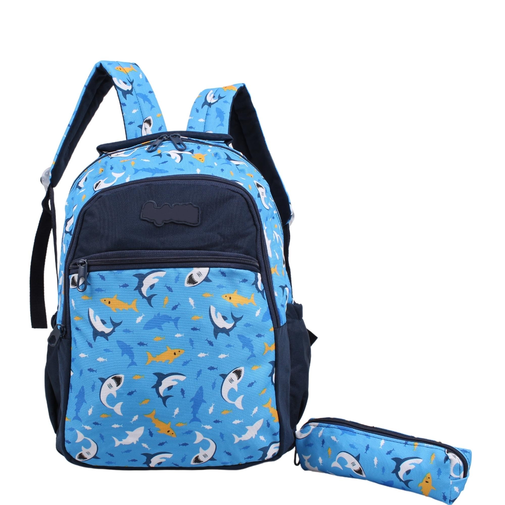 Bagacar Kids Erkek Mavi Köpekli Model Kalemlikli Beslenmeli Set Sırt Çantası