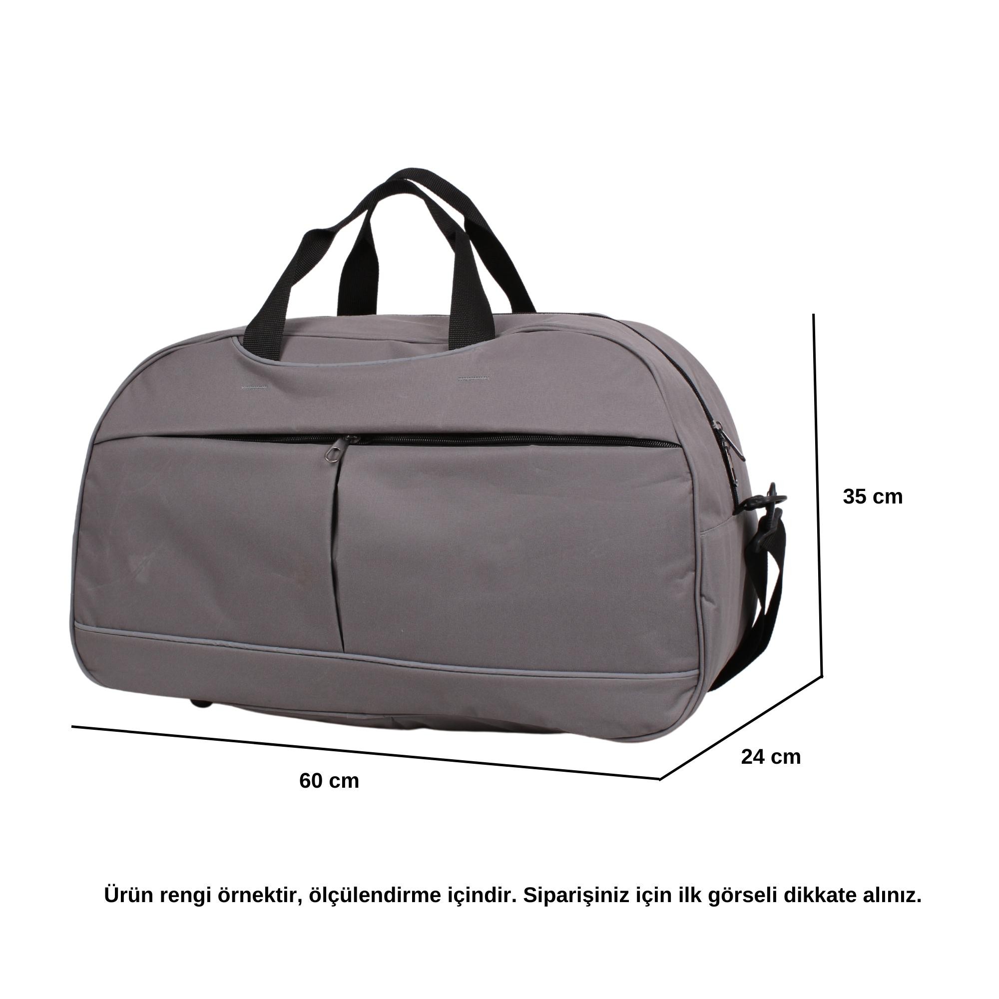 Bagacar 60x35x24 Cm Unisex Gri Kumaş Plaj Spor ve Seyahat Çantası