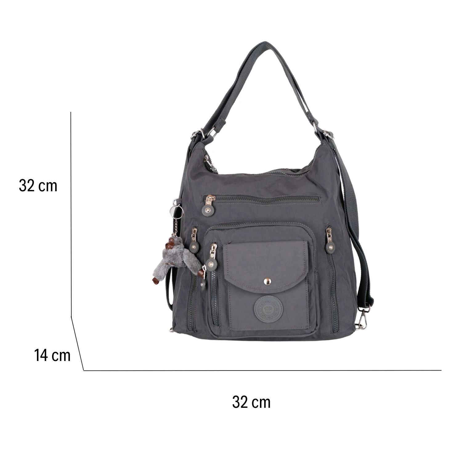 Kenyon Cox B219 Klinkır Kumaş Hafif Sırt Çantası ve Kol Çantası Gri