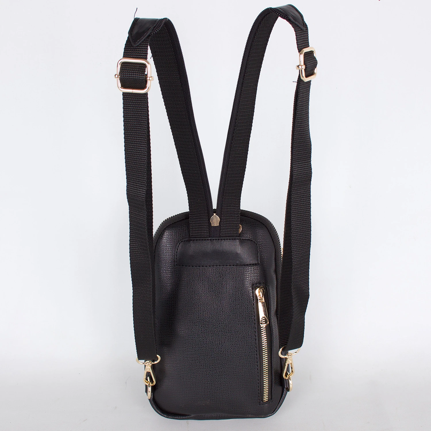 Bagacar 1358 Siyah Suni Deri Telefon Bölmeli Bayan Sırt Çantası