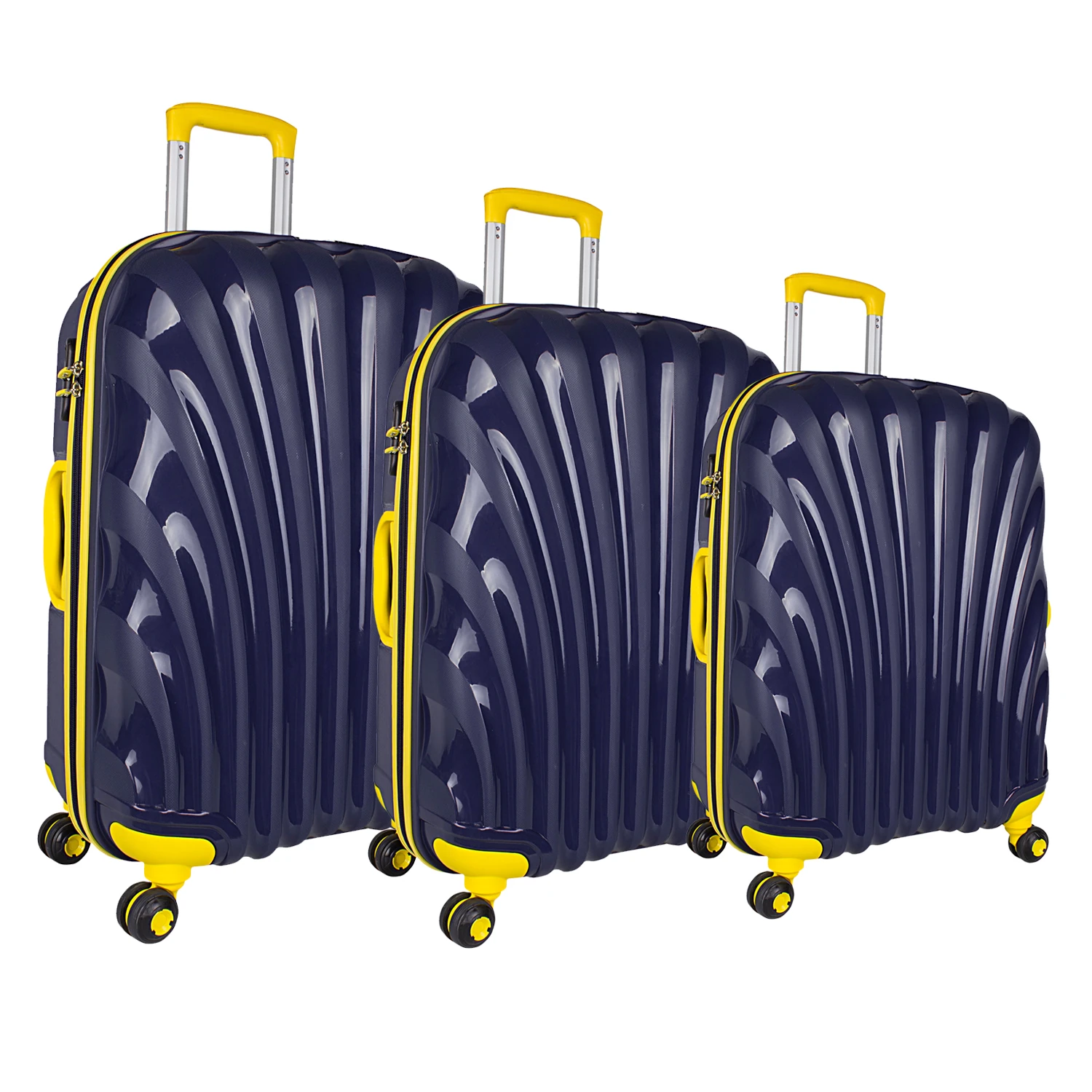 Bagacar Shell Silikon Kırılmaz Valiz Seti Lacivert Sarı