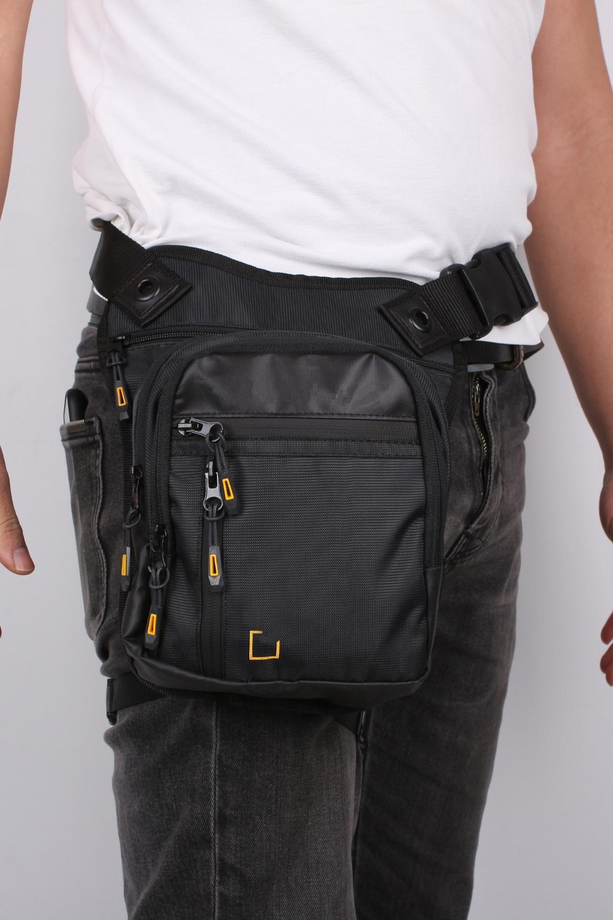 Bagacar MG1029 Siyah Bel Bacak Bağlamalı ve Motorcu Çantası
