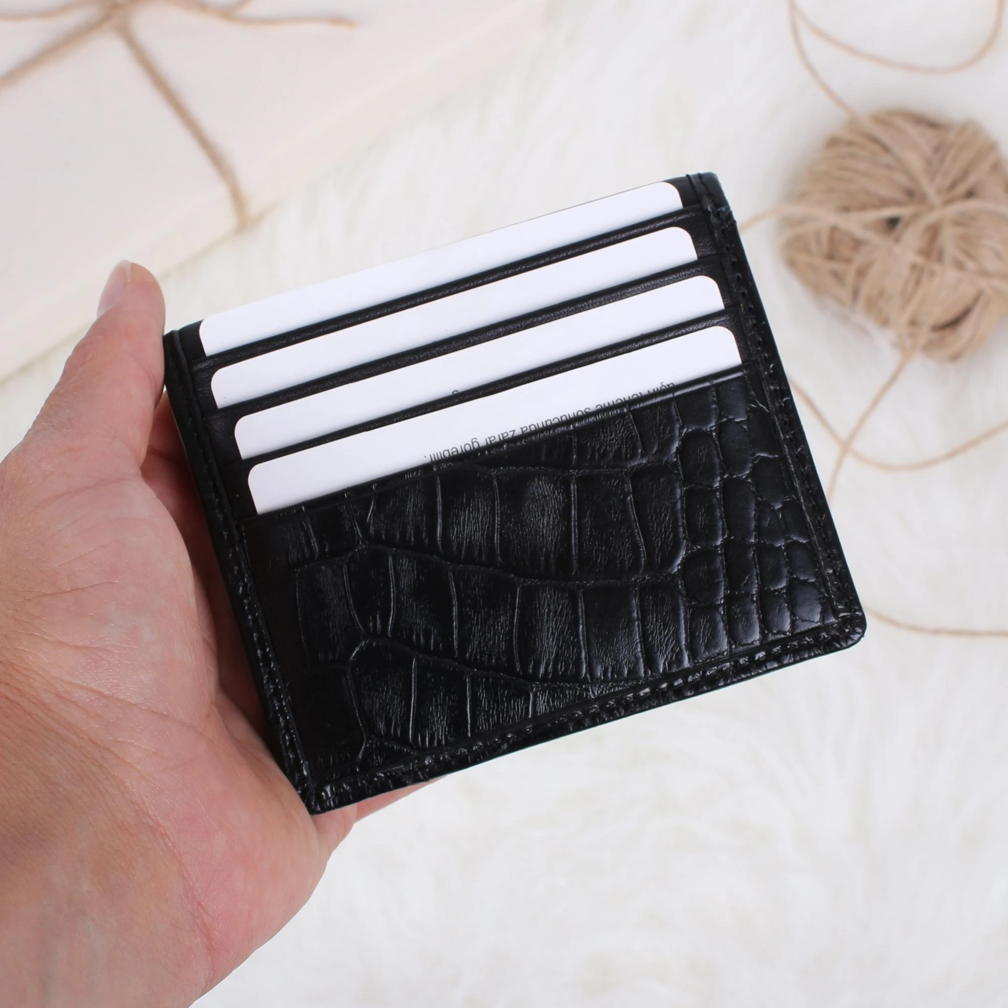 Legend Leather 762 Iguana Siyah Erkek Hakiki Deri Para Bölmeli Kartlık