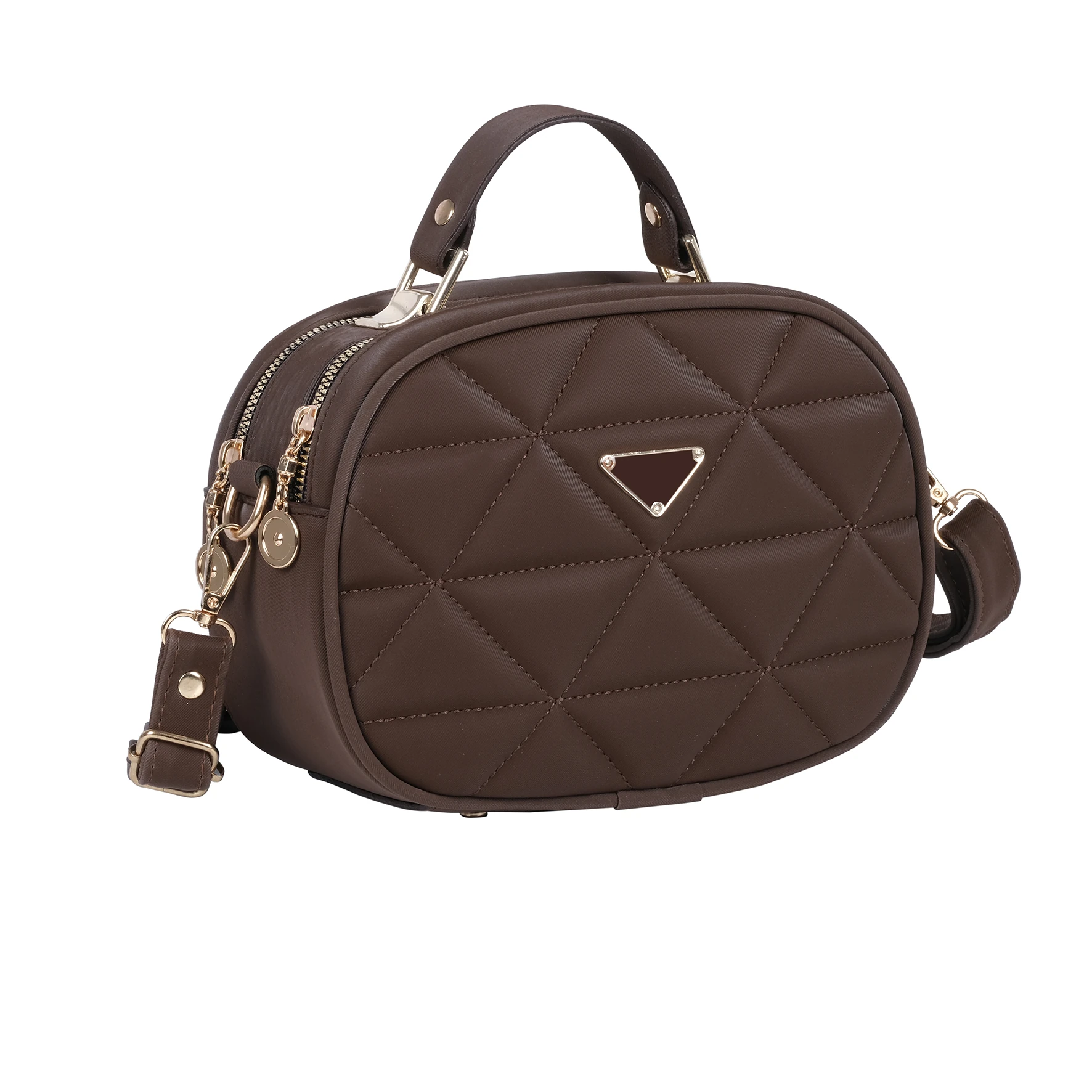 Bagacar Kapitone Şık Bayan Çapraz El ve Omuz Çantası Kahve