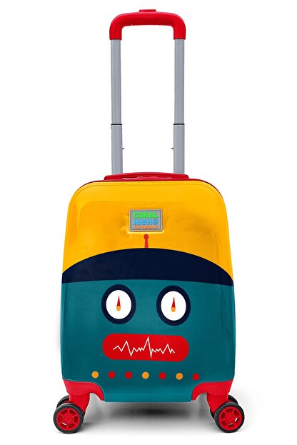 Bagacar Yaygan Kids Lacivert Çivit Robot Desenli Çocuk Valizi 16746