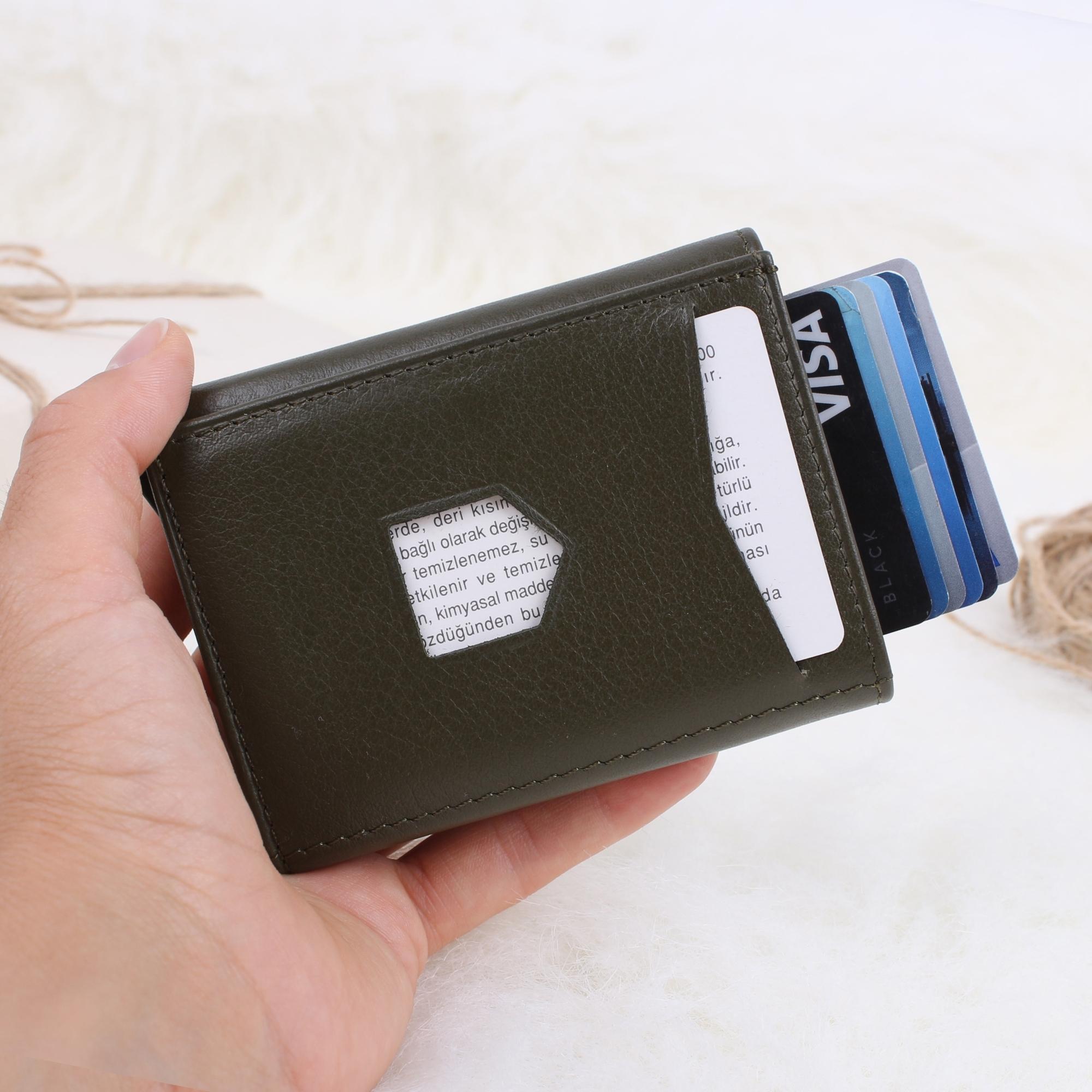 Legend Leather Erkek Yeşil Hakiki Deri Mekanizmalı Cüzdan/Kartlık