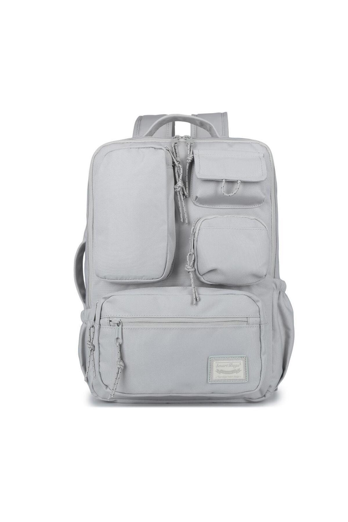 Bagacar Smart Bag 3210 Okul ve Günlük Laptop Bölmeli Sırt Çantası Açık Gri