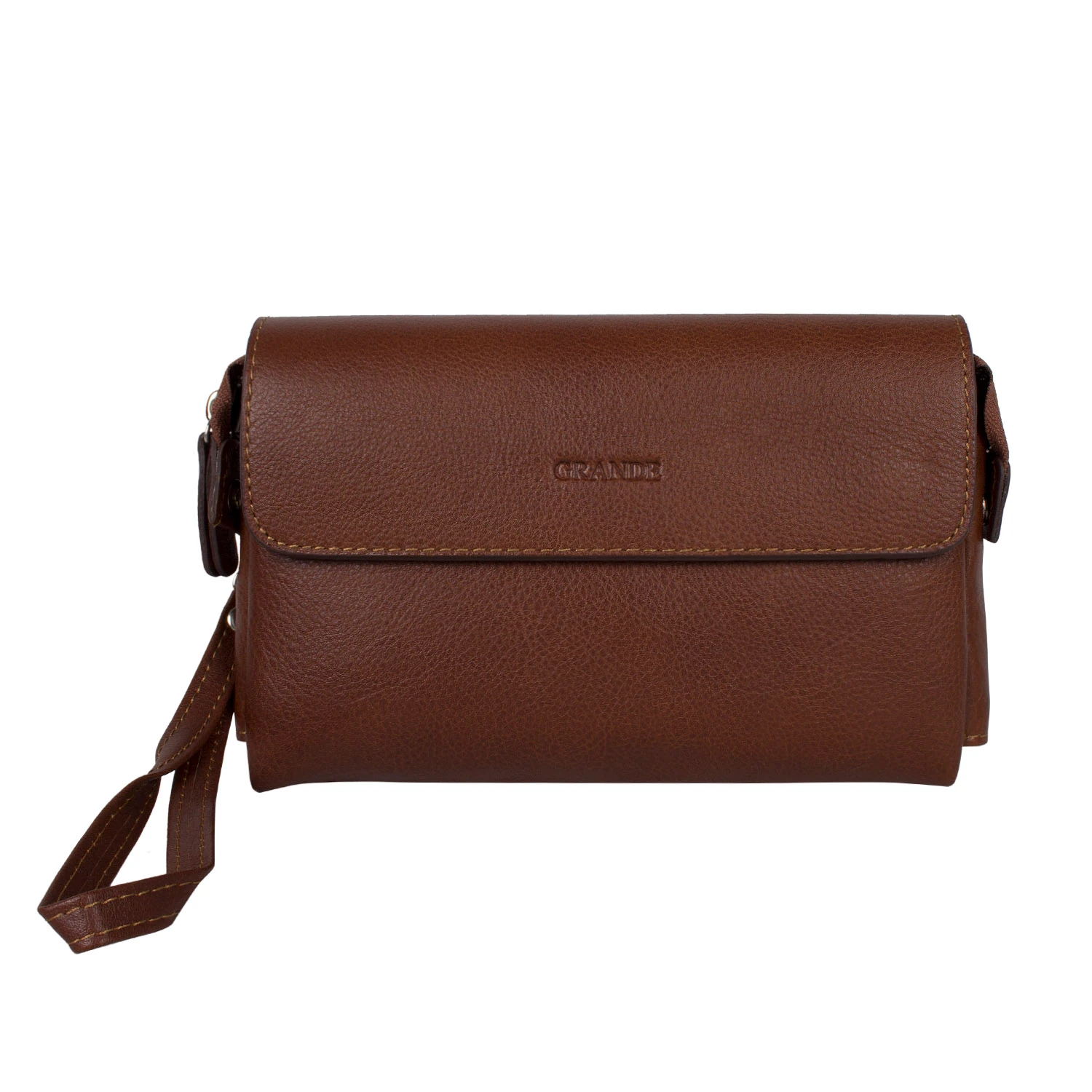 Grande 4280 Hakiki Deri Unisex El Portföy Çantası Kahve