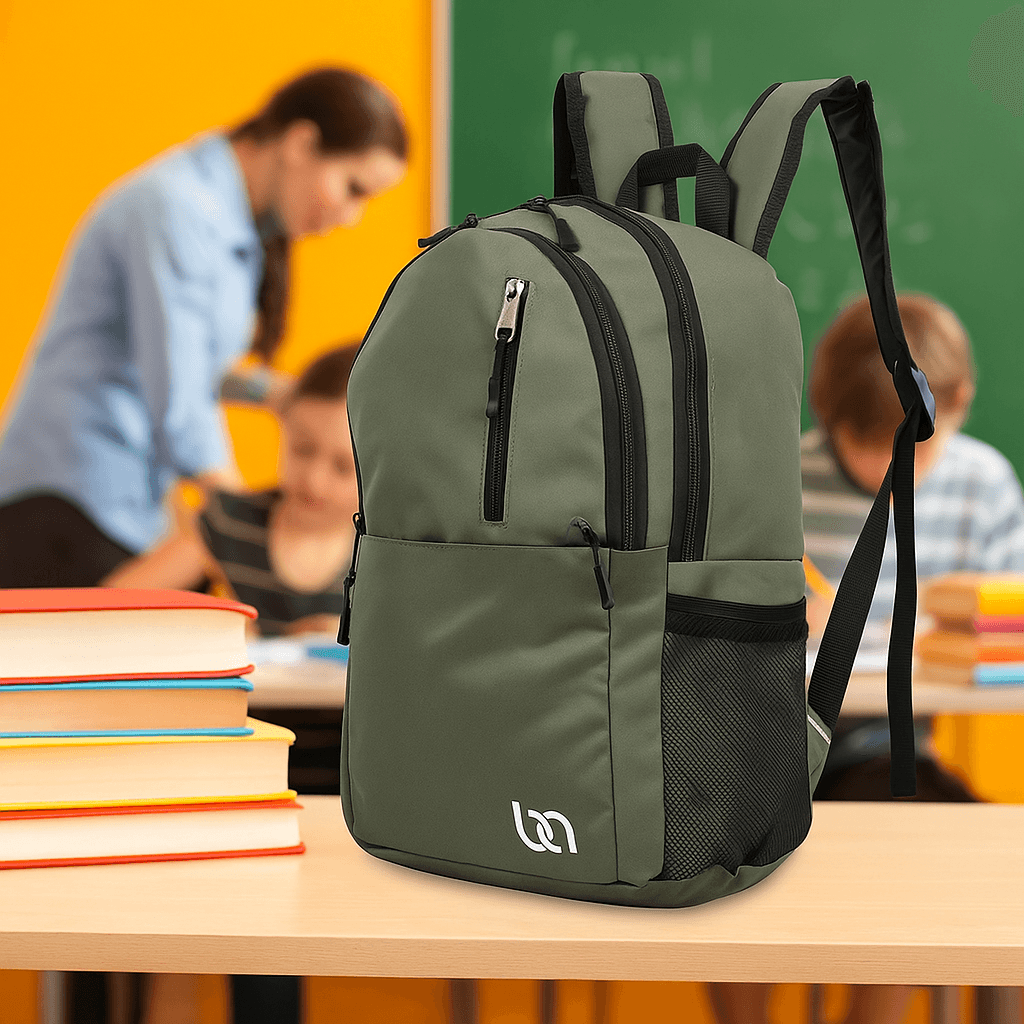 Bagacar Mnt Cepli Yeşil Unisex Okul ve Günlük Sırt Çantası