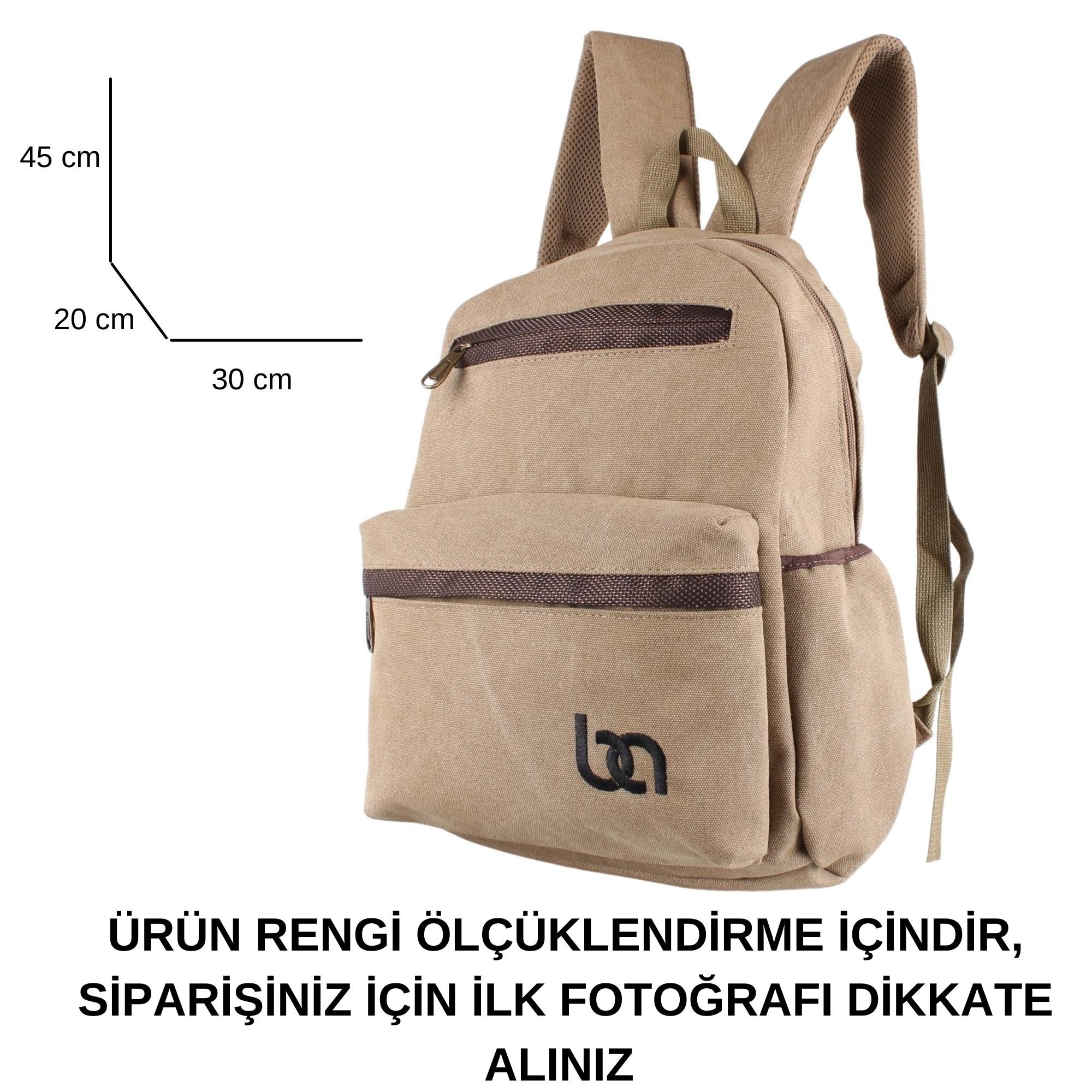 Bagacar 130 Kanvas Siyah Laptoplu Günlük Okul Sırt Çantası