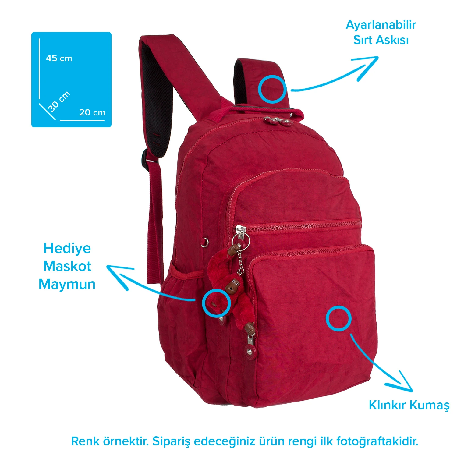 Kenyon 8864 Unisex Klinkır Kumaş Sırt Çantası Kırmızı