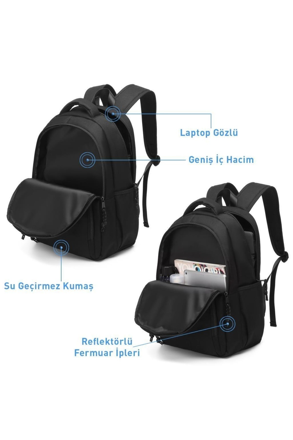 Bagacar Smart Bag 3159 Okul ve Günlük Laptop Bölmeli Sırt Çantasız Koyu Gri