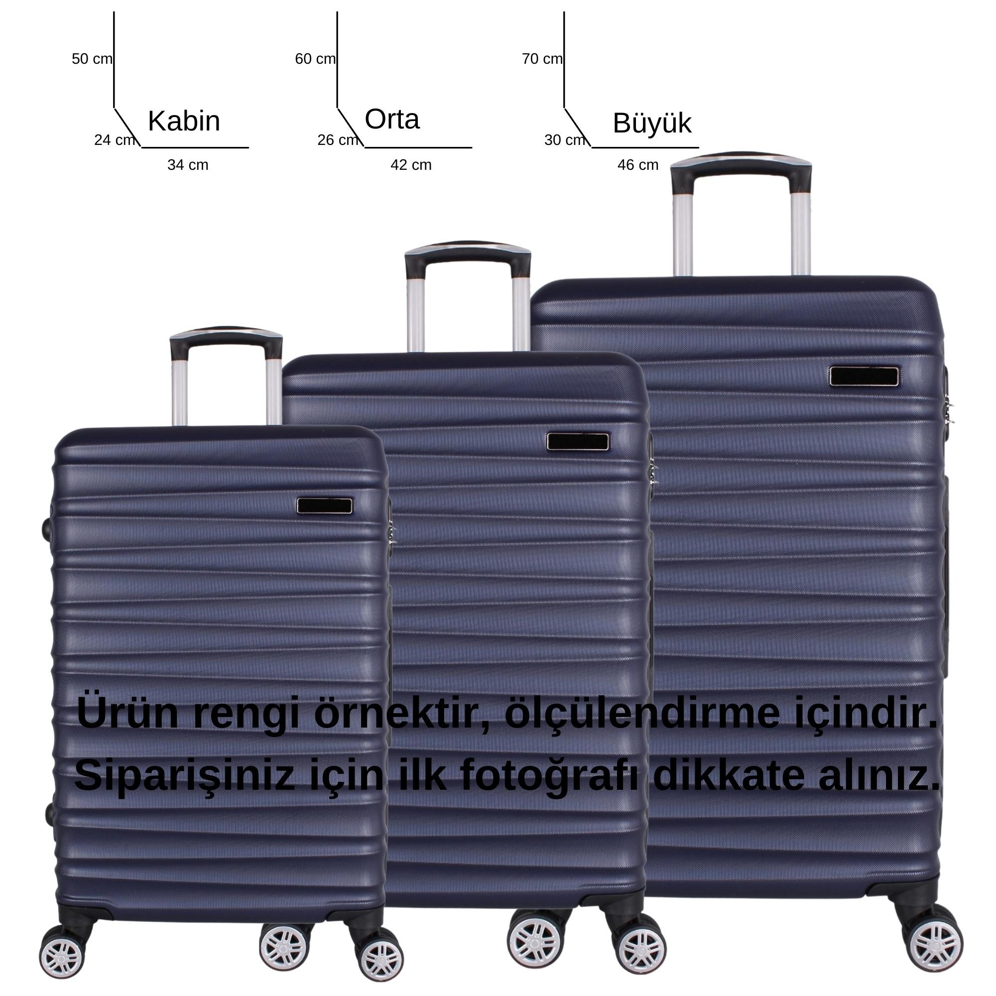 Bagacar MD Siyah Abs Tekerlekli Büyük Boy Valiz