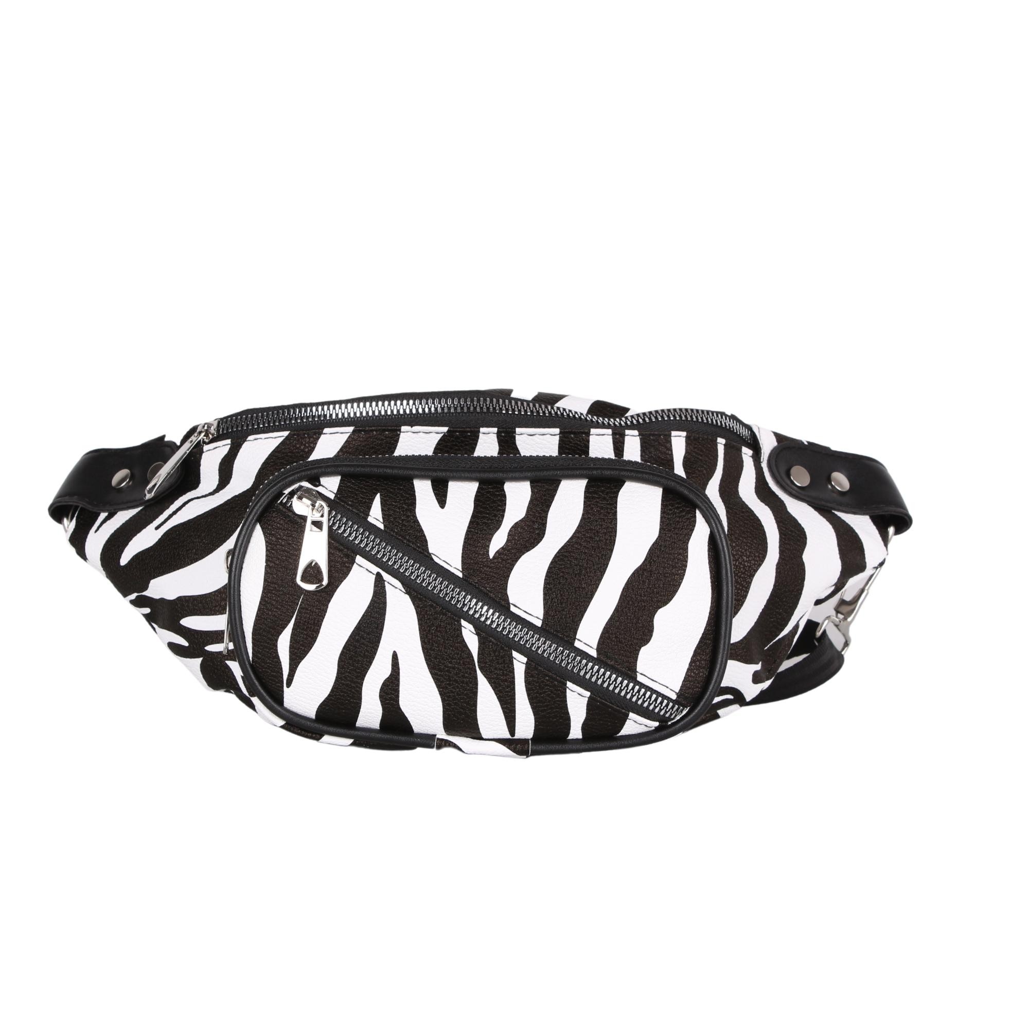 Bagacar Çapraz Zebra Suni Deri Gögüs Bel Çantası