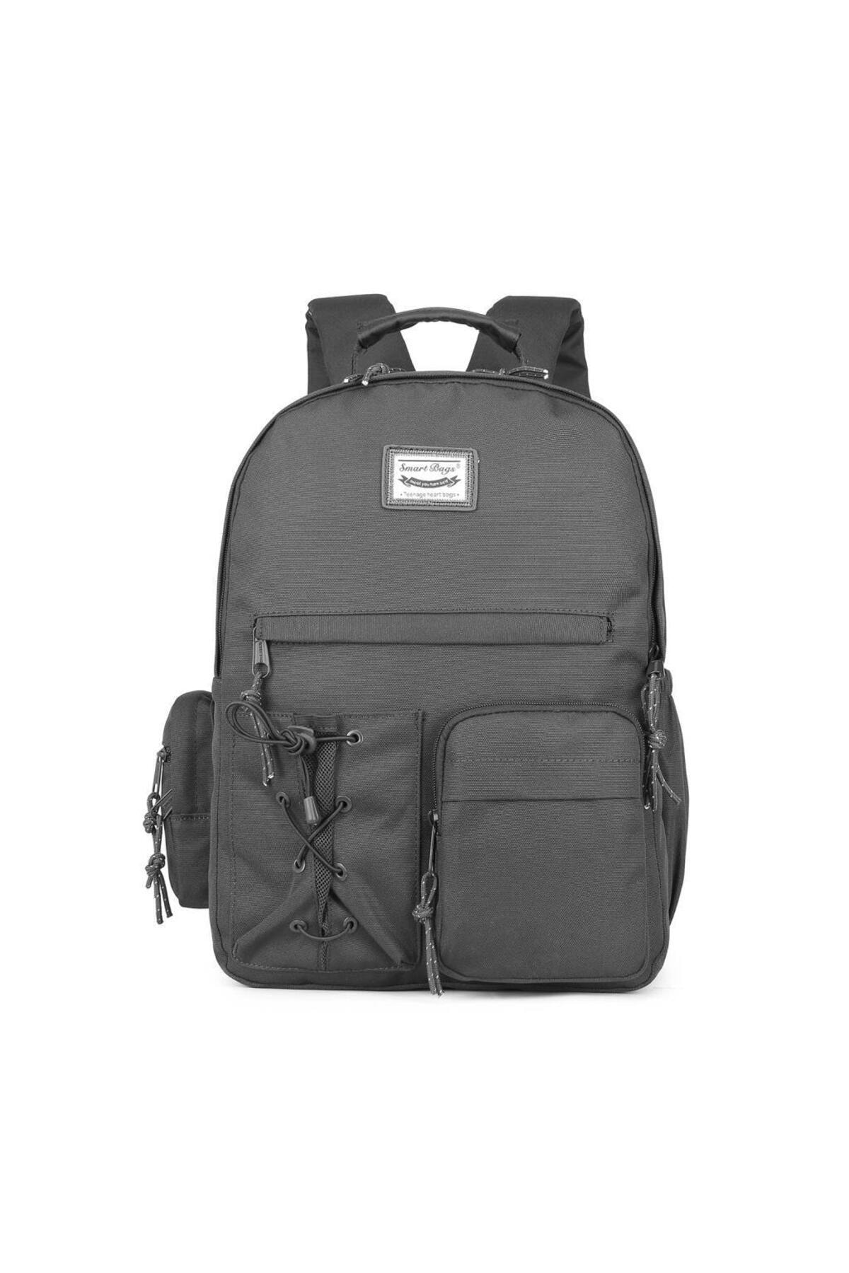 Bagacar Smart Bag 3205 Okul ve Günlük Laptop Bölmeli Sırt Çantası Koyu Gri