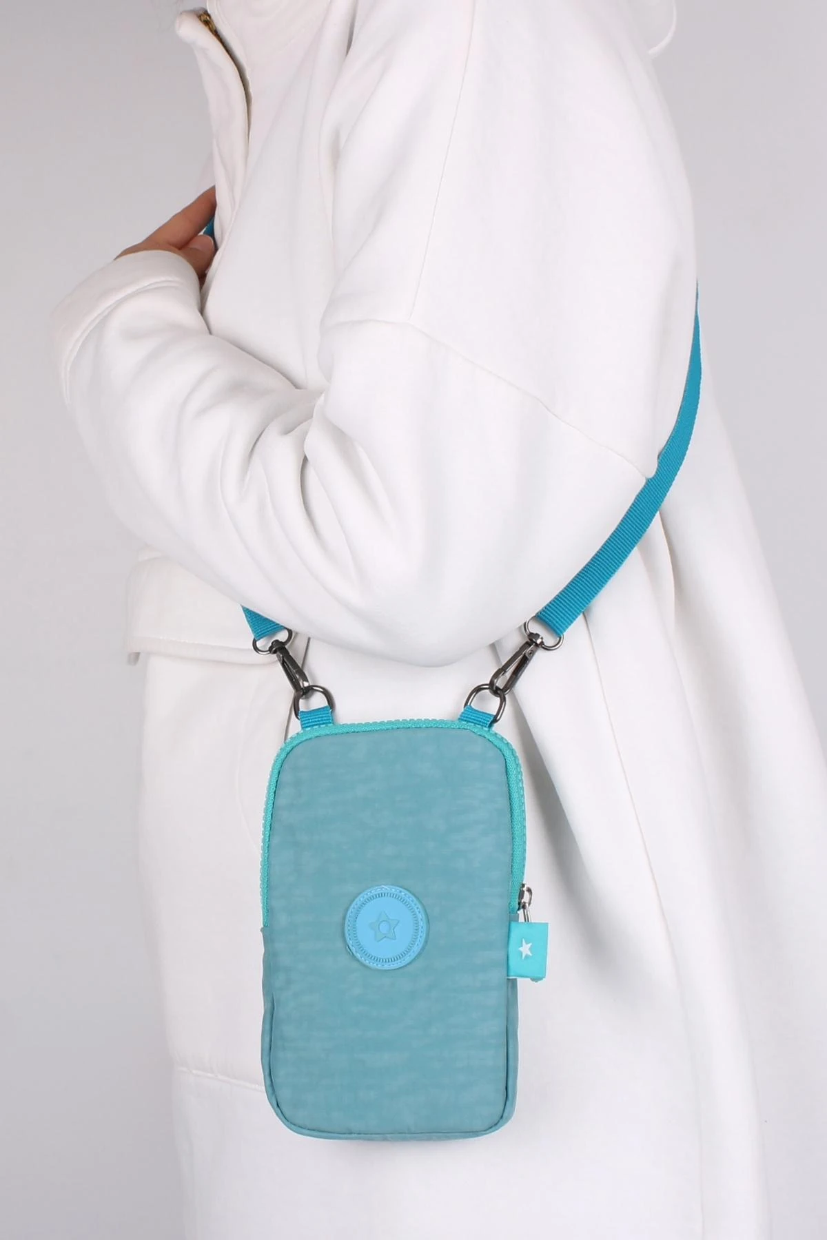Bagacar Klinkır Kumaş Telefonluklu Çanta Turkuaz