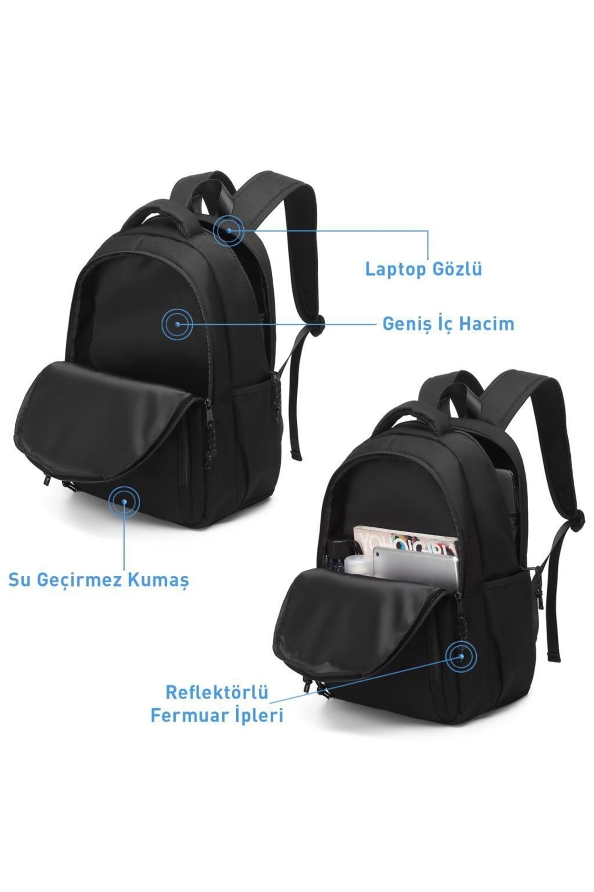 Bagacar Smart Bag 3159 Okul ve Günlük Laptop Bölmeli Sırt Çantası Mor