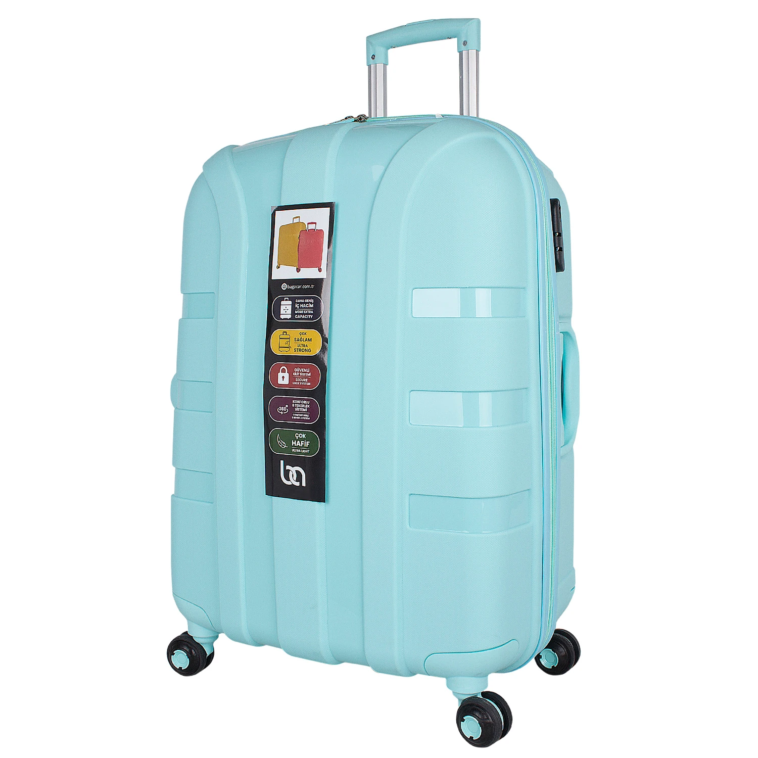 Bagacar IV Sert Silikon Kırılmaz 3lü Valiz Seti Su Yeşili