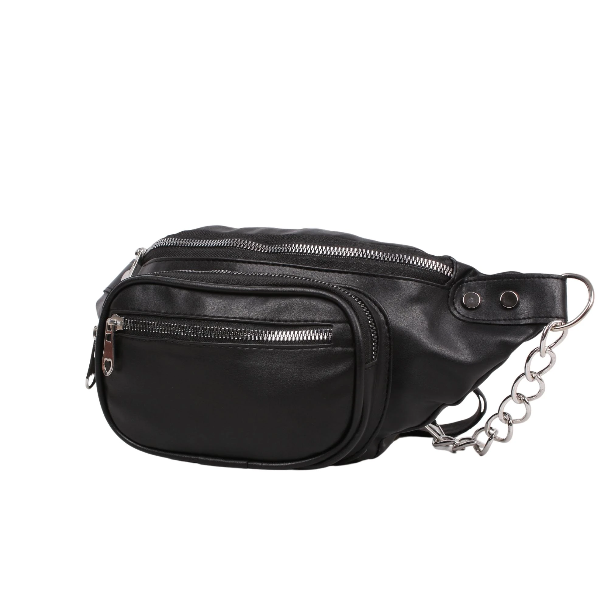 Bagacar Zincirli Bayan Siyah Çapraz Gögüs ve Bel Çantası