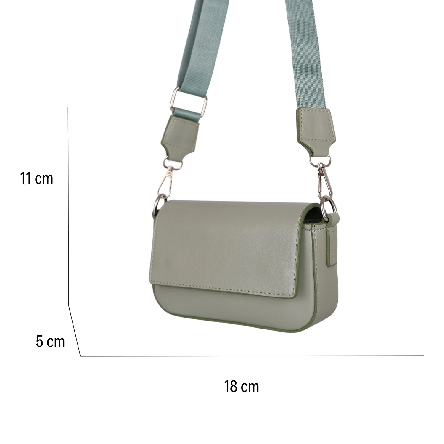 Bagacar Kapaklı Mini Şık Bayan Çapraz El ve Omuz Çantası Su Yeşili