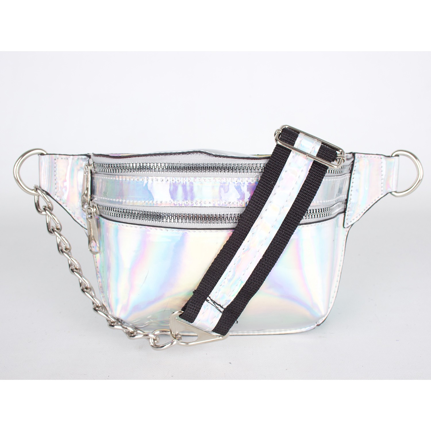 Bagacar Fashion Tulum Gögüs Bel Çantası Beyaz Hologram