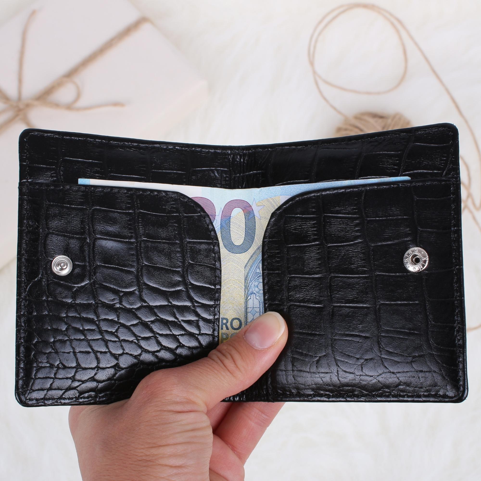 Legend Leather 762 Iguana Siyah Erkek Hakiki Deri Para Bölmeli Kartlık