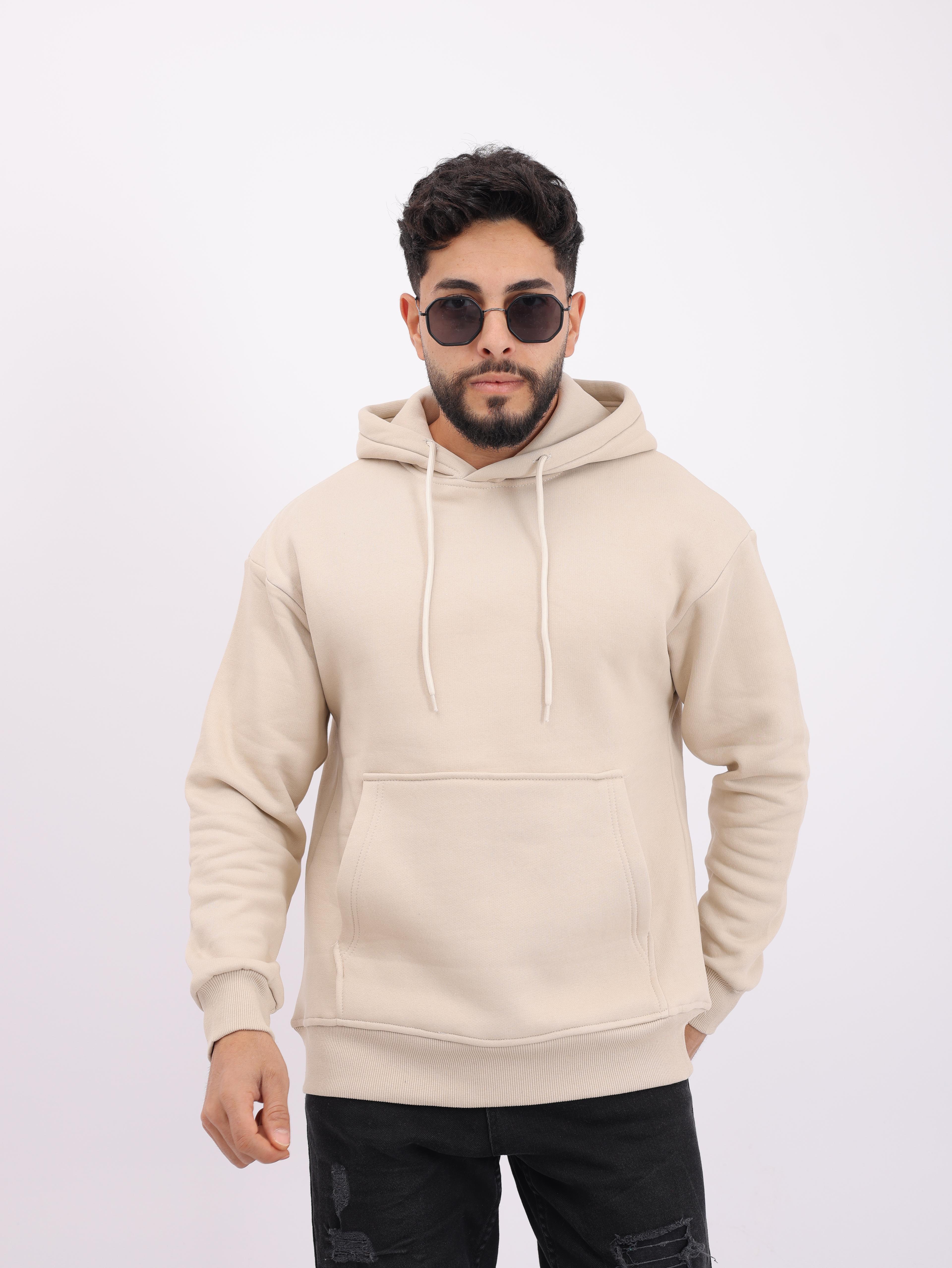  Kompakt 3 İplik Şardonlu Tek Renk Yarı Oversize DAWN Kalıp Hoodie Kapşonlu Sweatshirt