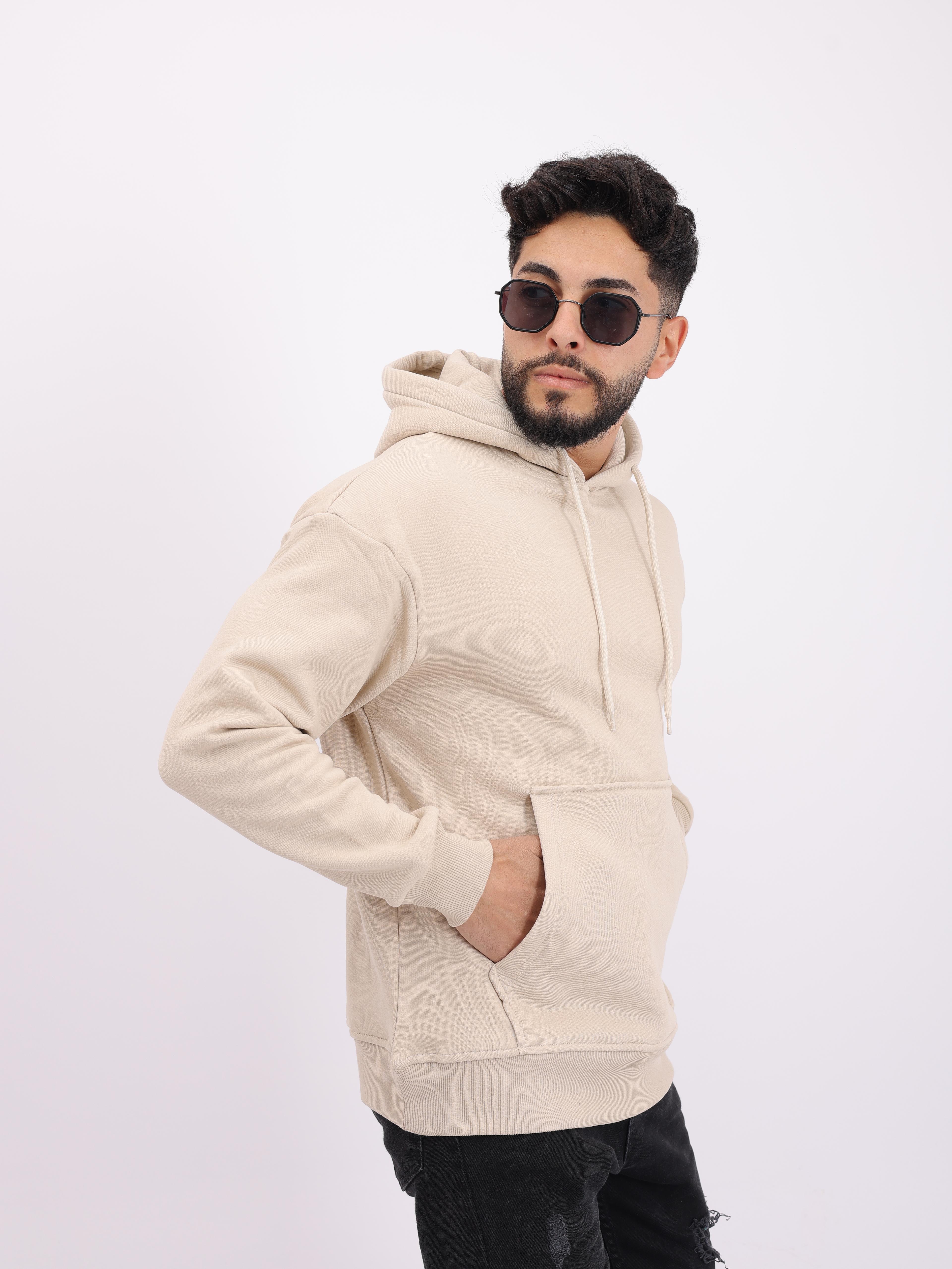  Kompakt 3 İplik Şardonlu Tek Renk Yarı Oversize DAWN Kalıp Hoodie Kapşonlu Sweatshirt